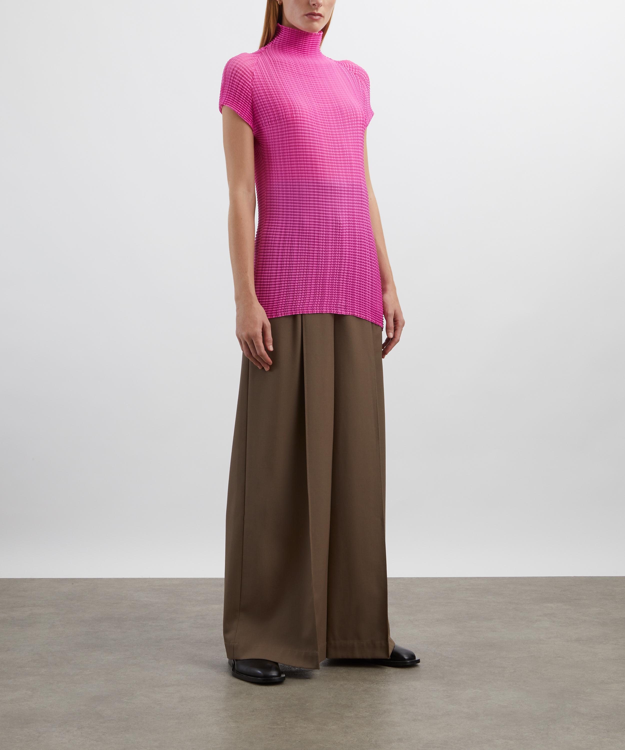 Issey Miyake - Pink Wooly Pleats-58 High-Neck Top image number 1
