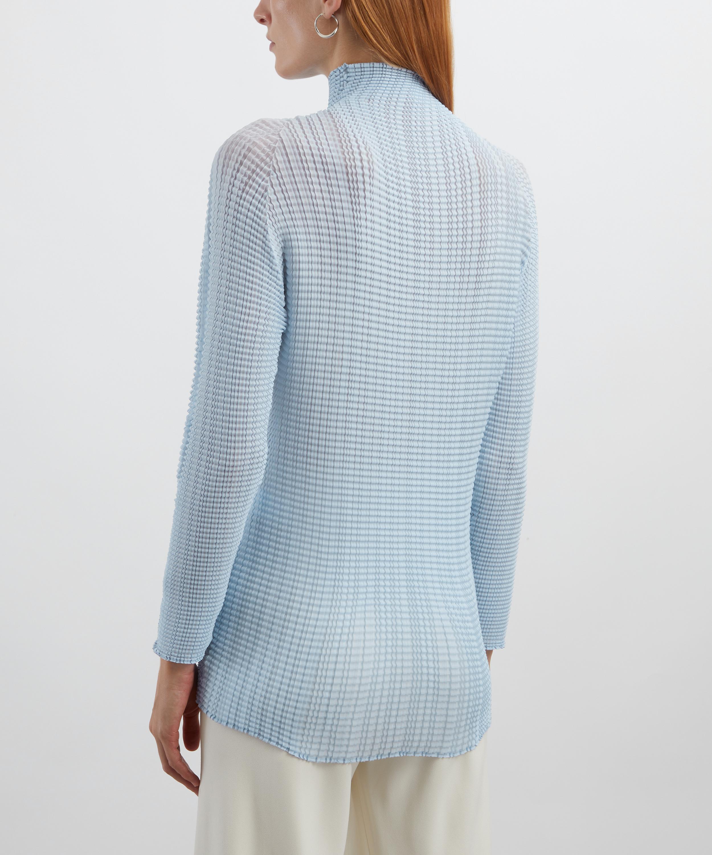 Issey Miyake - Light Blue Wooly Pleats-58 High-Neck Top image number 3