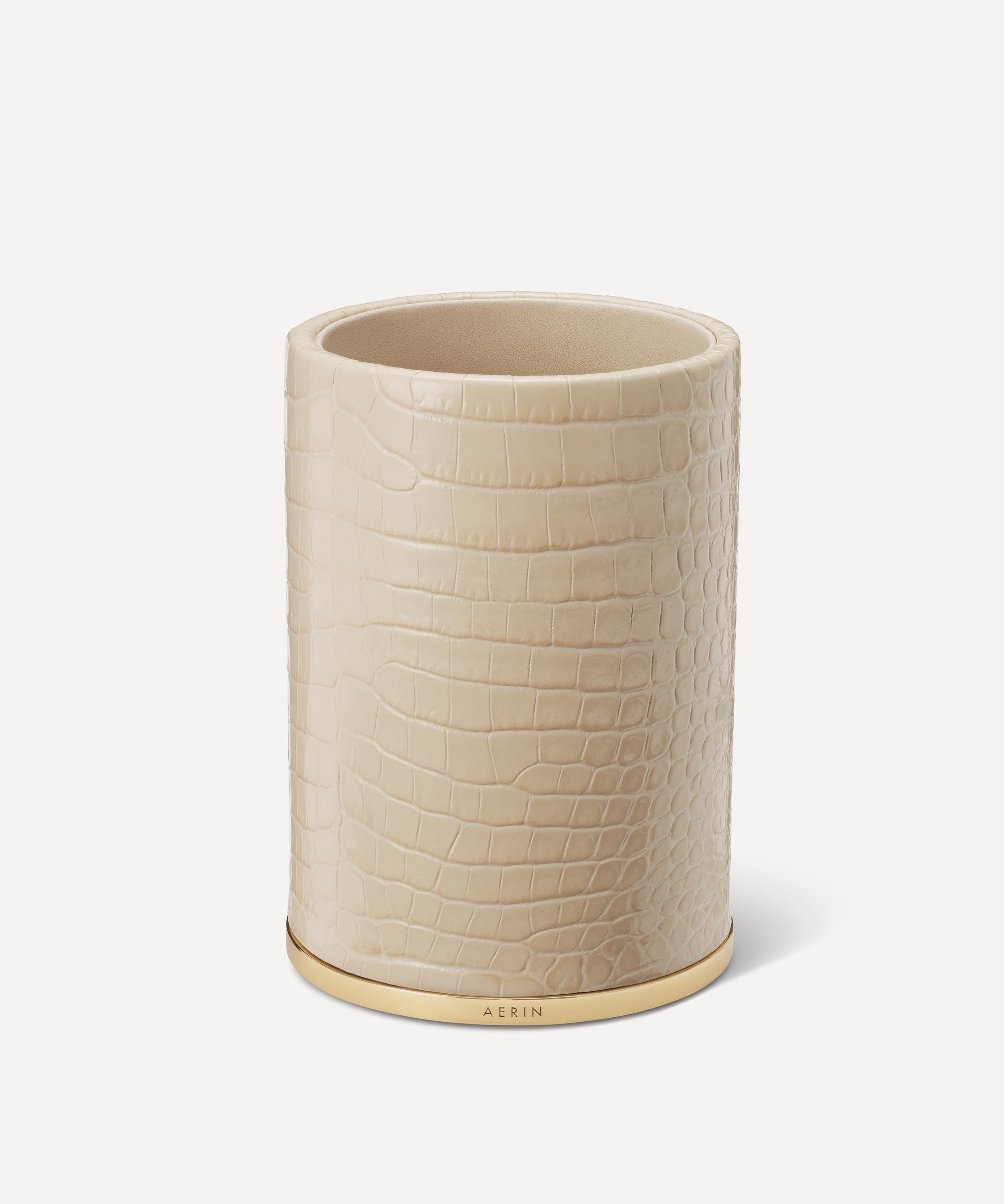 AERIN - Classic Croc-Embossed Leather Pencil Cup image number 0