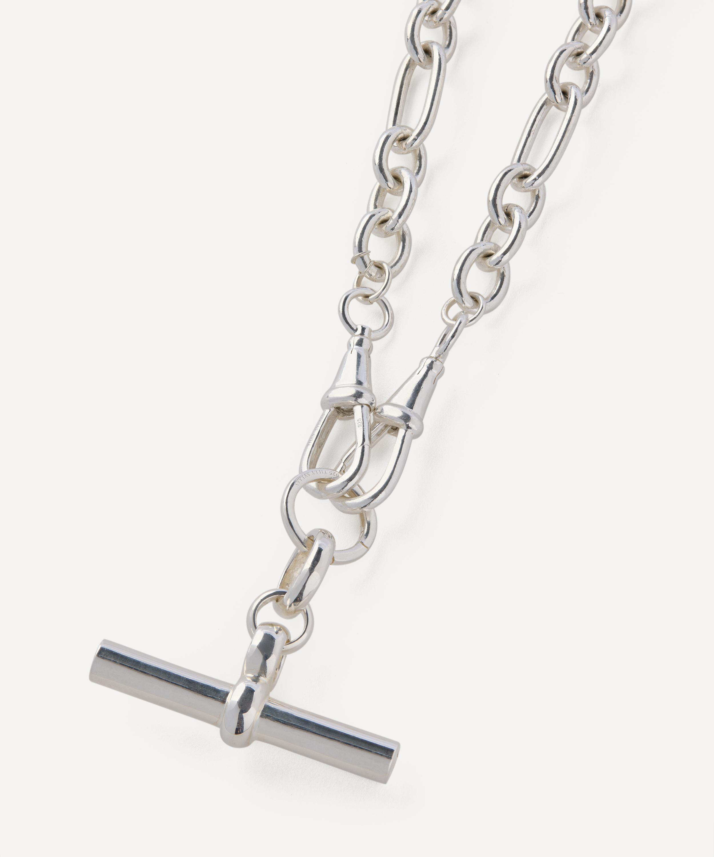 Tilly Sveaas - Sterling Silver Giant T-Bar on Watch Clipt Chain Necklace image number 1