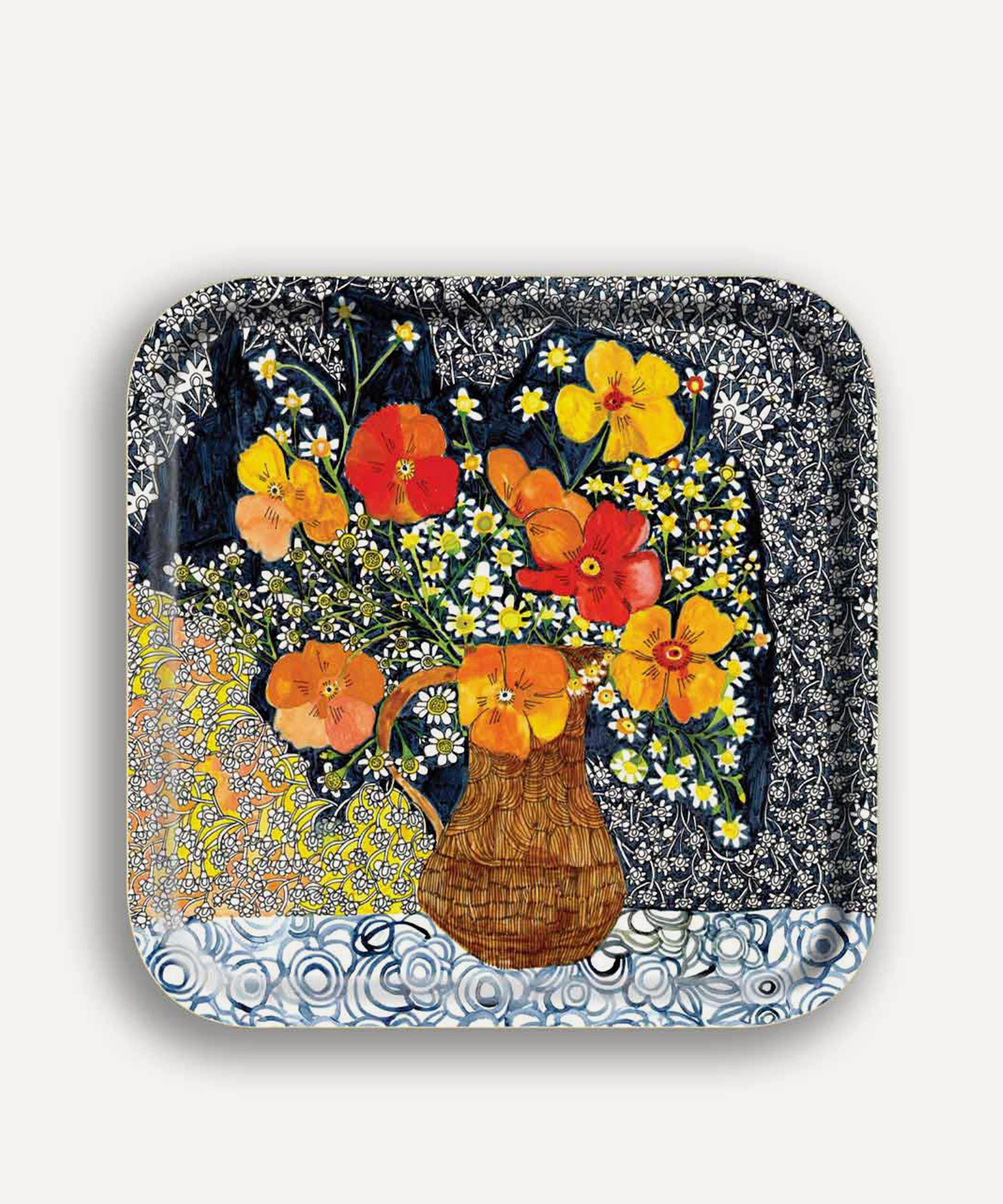Avenida Home - Orange Flowers Tray