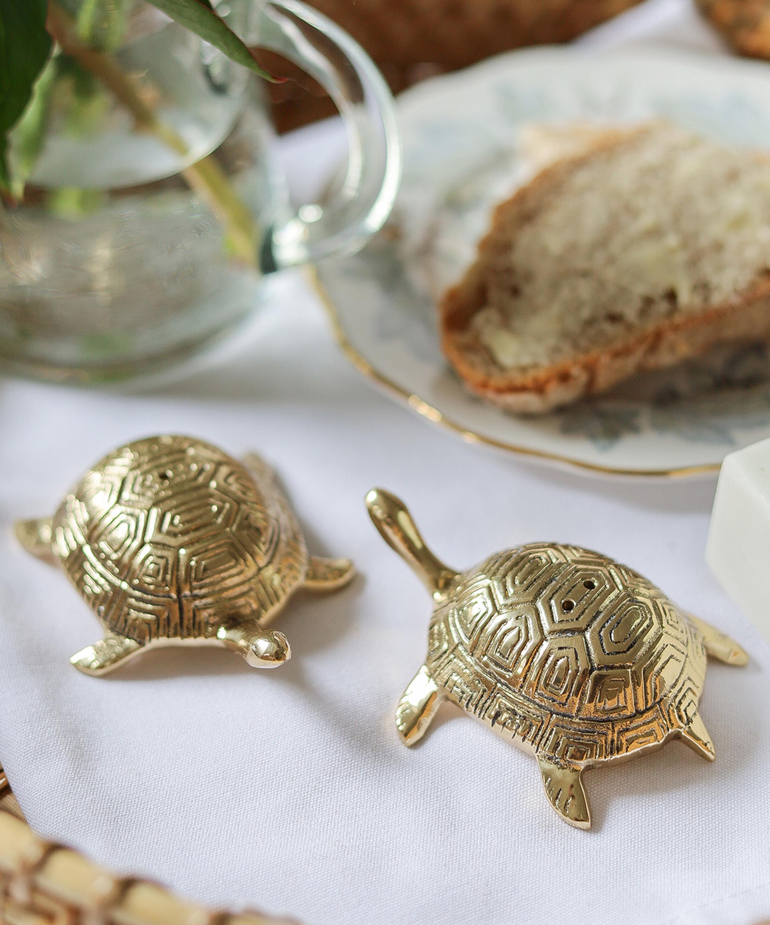 Culinary Concepts - Brass Turtle Salt and Pepper Cruet Set image number 1