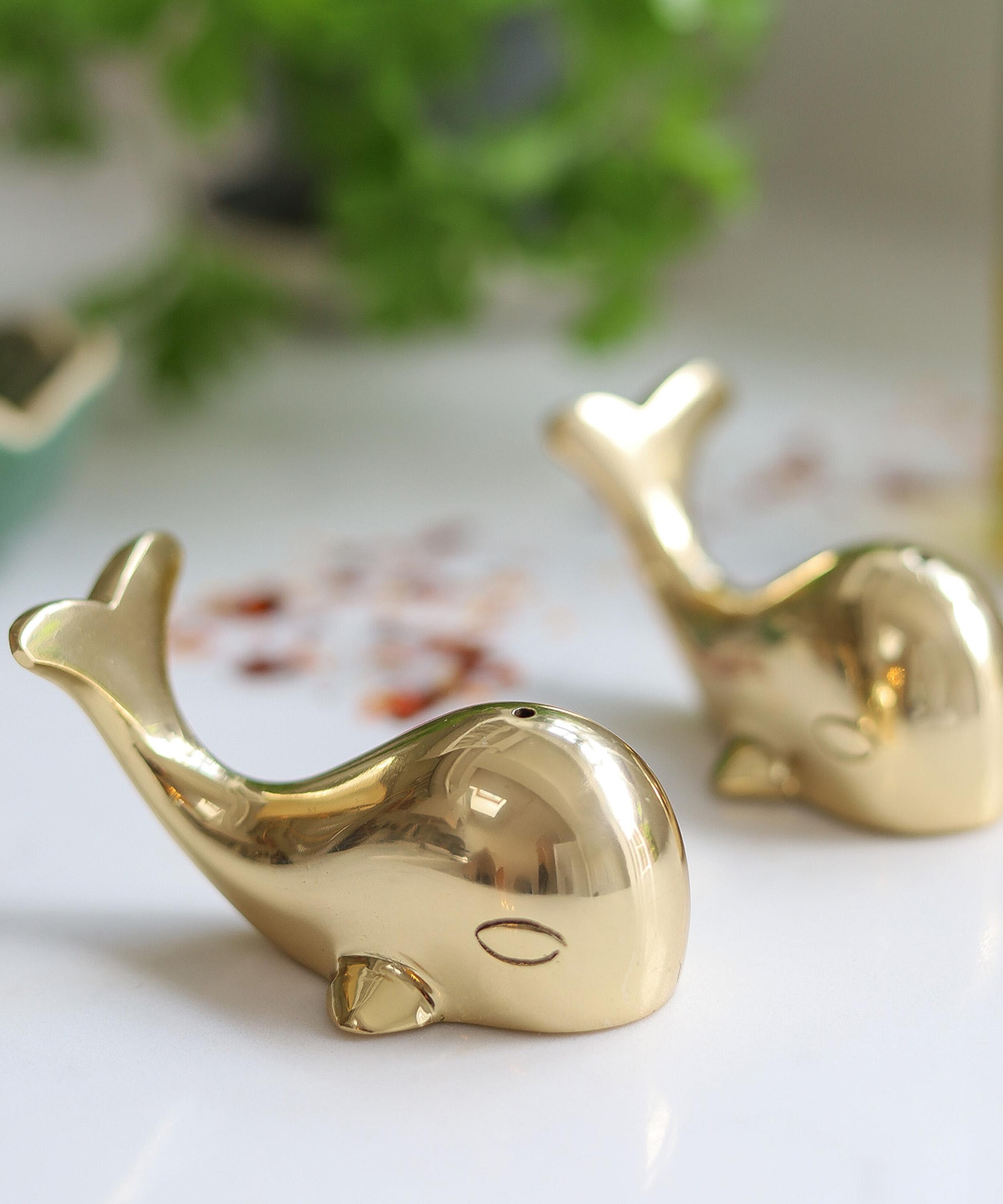 Culinary Concepts - Brass Whale Salt and Pepper Cruet Set image number 1