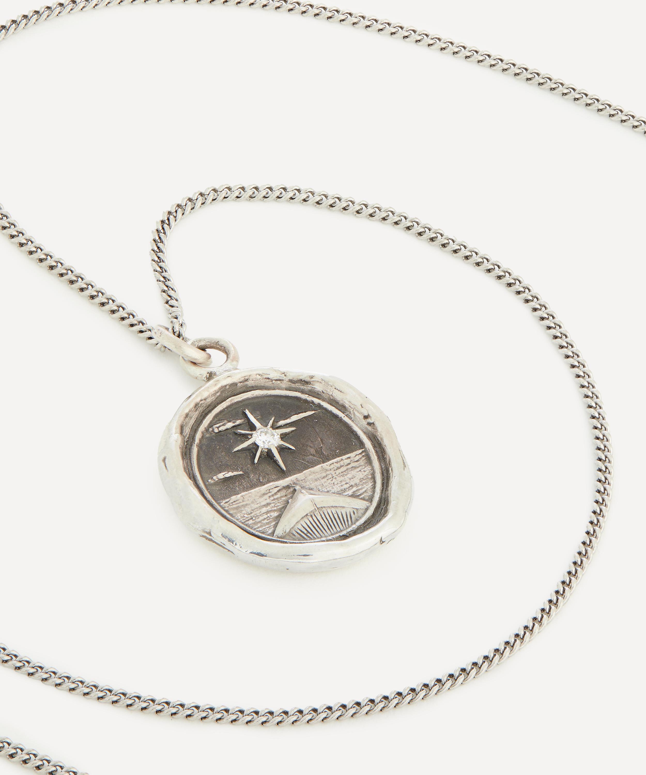 Pyrrha - Sterling Silver North Star Diamond Set Talisman Necklace image number 2