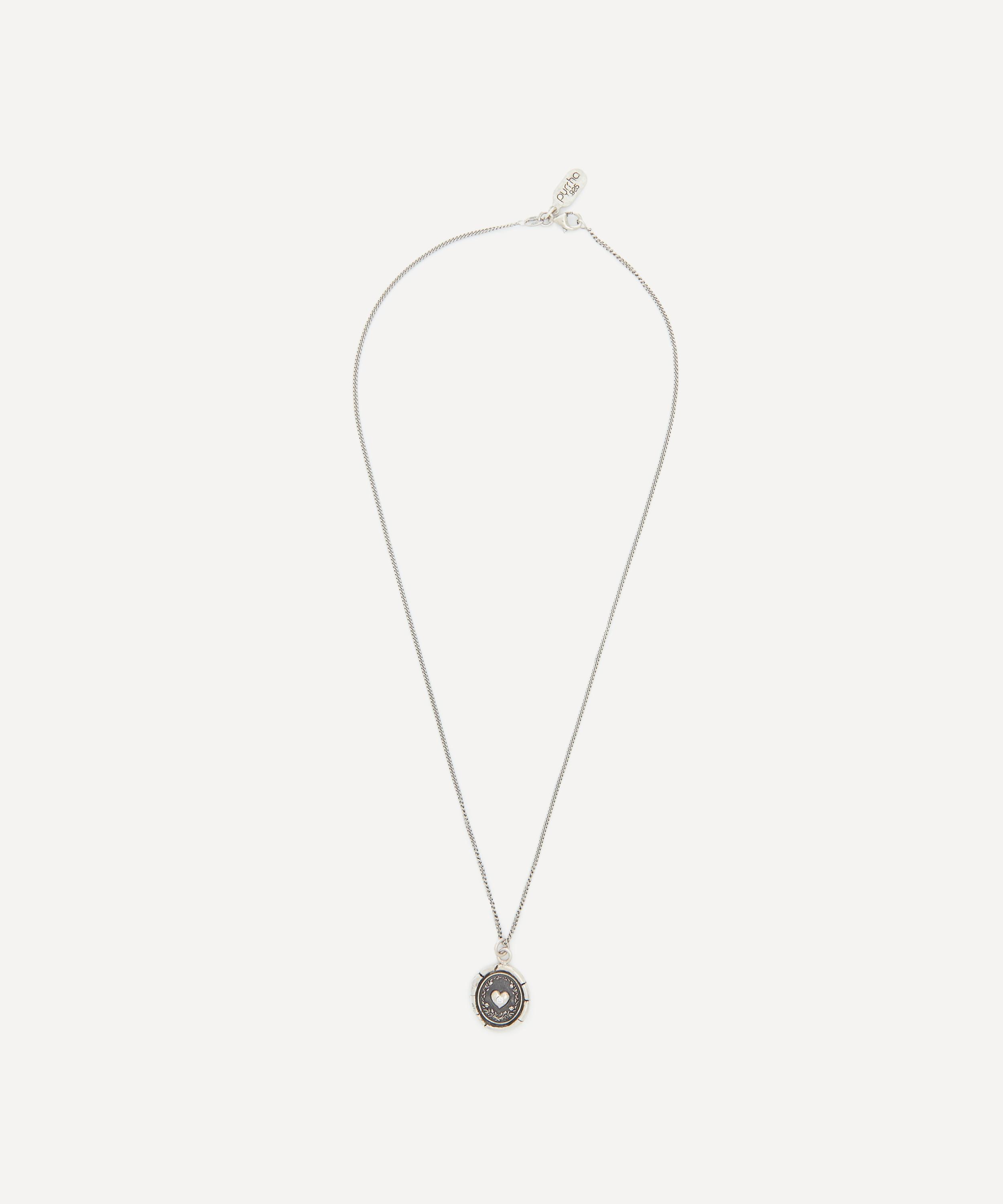 Pyrrha - Sterling Silver Self-Love Diamond Set Talisman Necklace image number 1