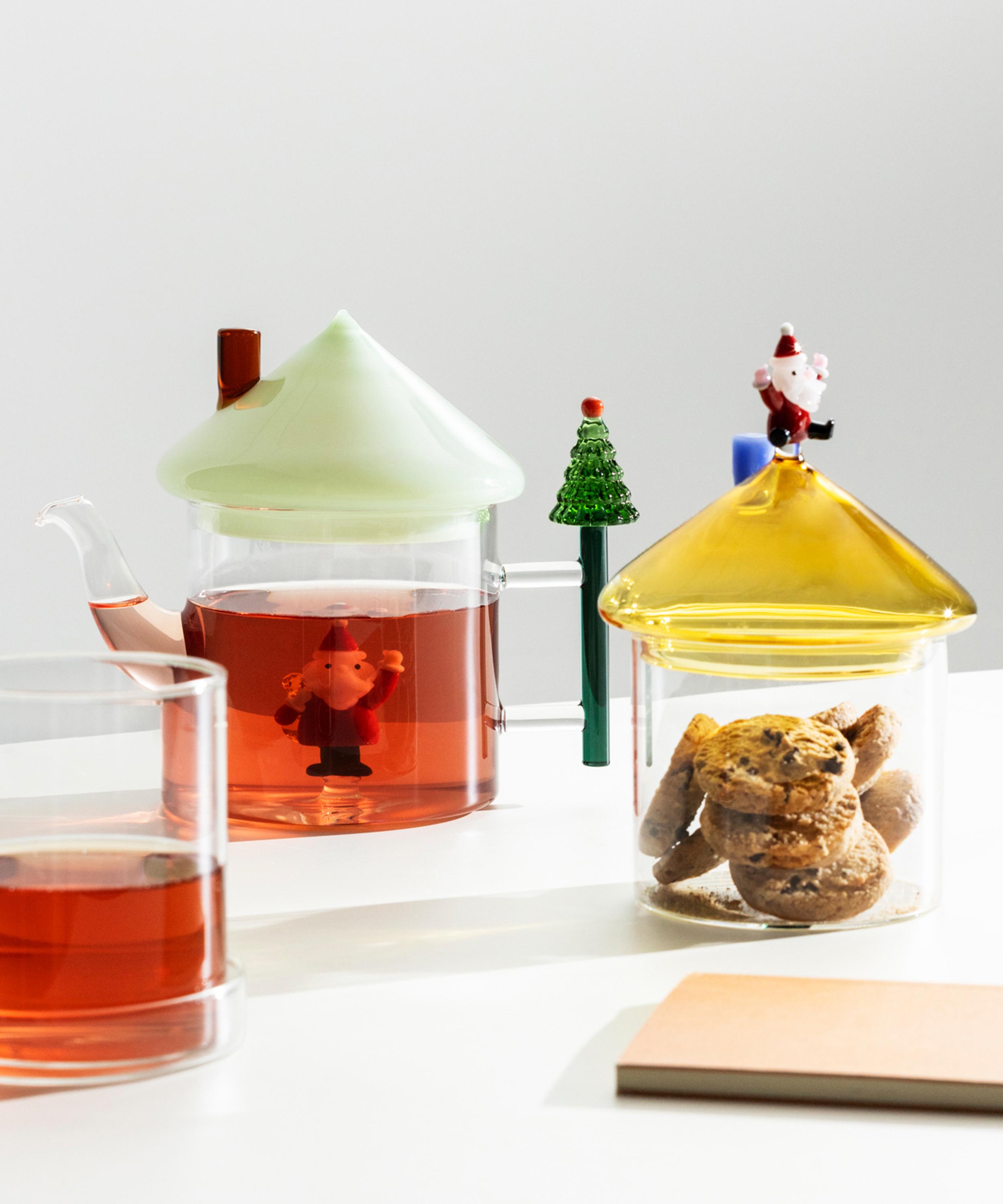 Christmas - Santa Claus and Christmas Tree Glass Teapot image number 1