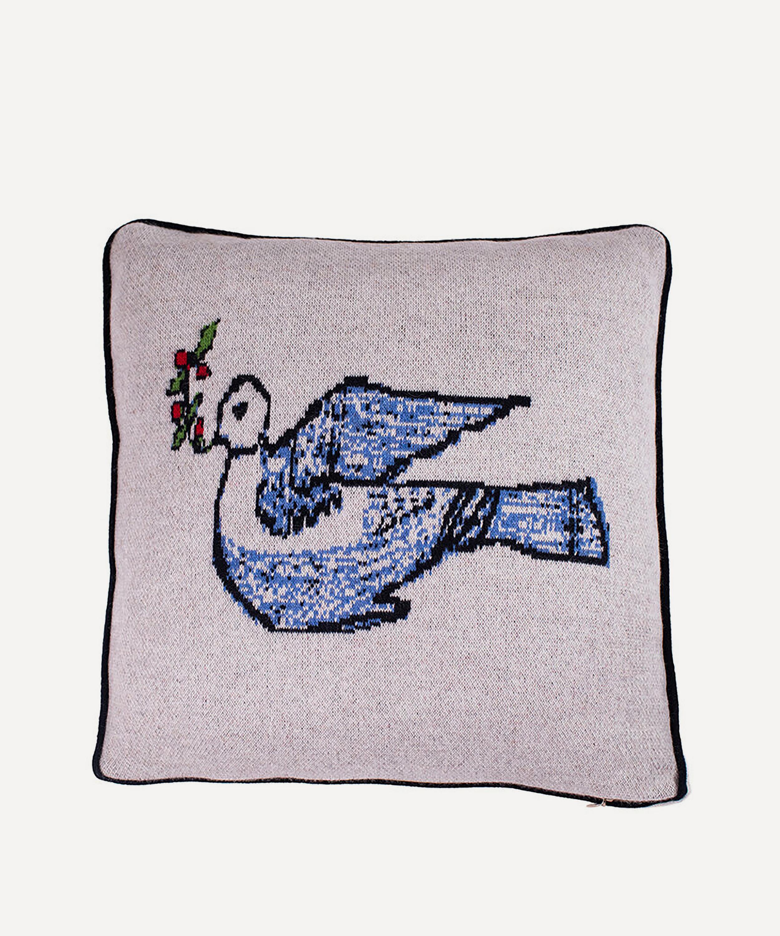 SAVED NY - Bird with Berries Cashmere Cushion image number 0