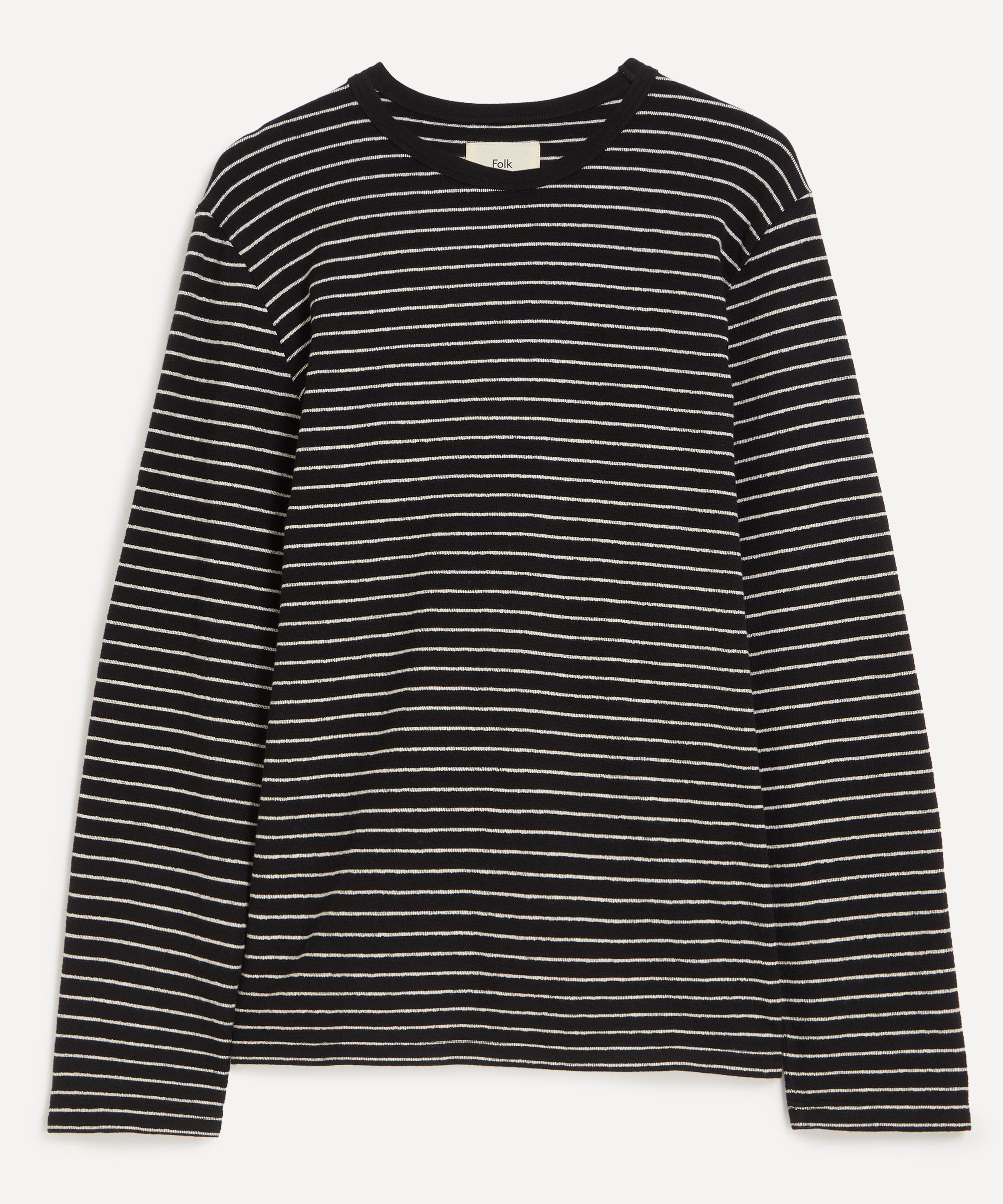Folk - Black-Ecru Long-Sleeve Textured T-Shirt image number 0