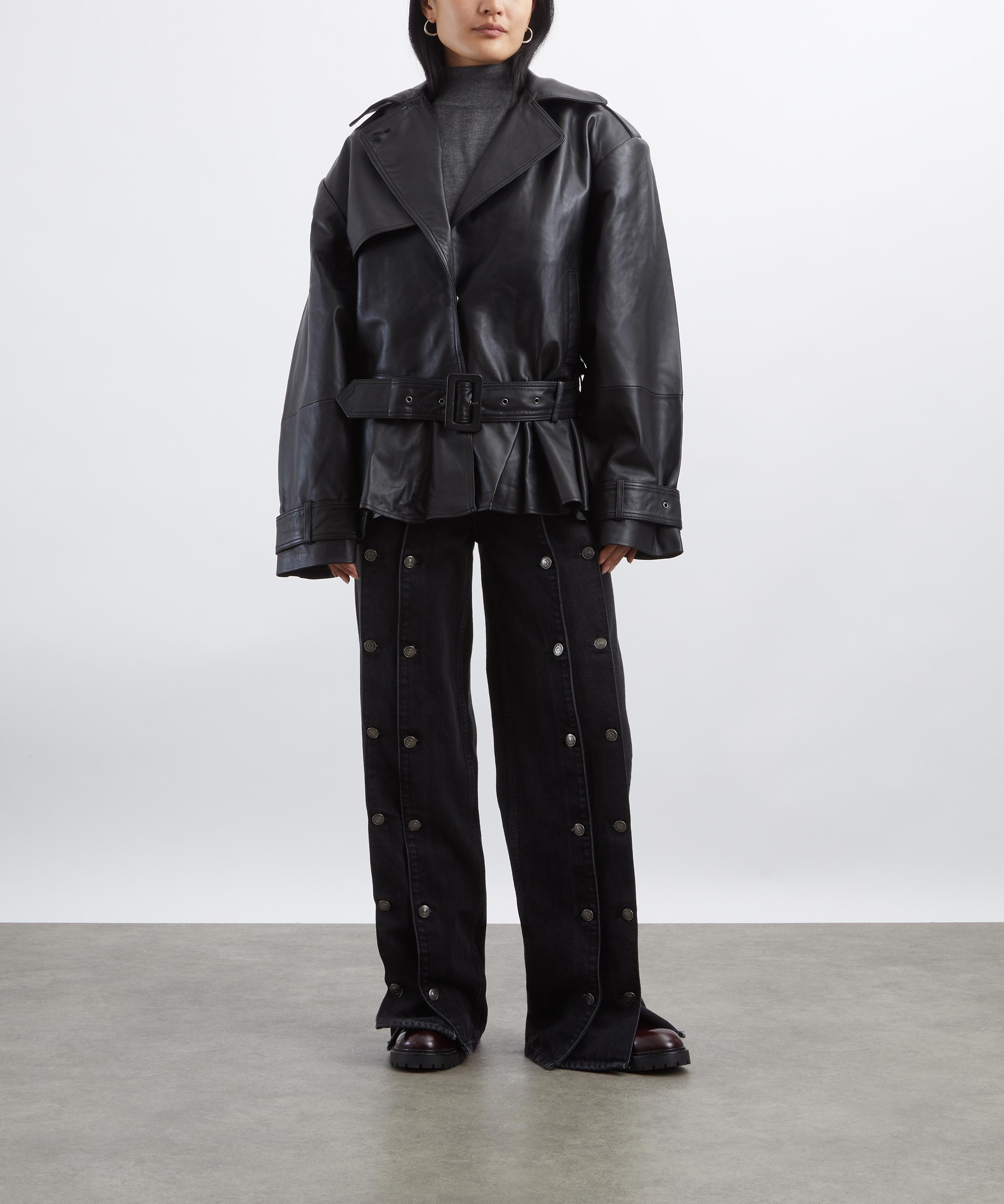 ROTATE Birger Christensen - Black Button Detail Wide Jeans image number 1