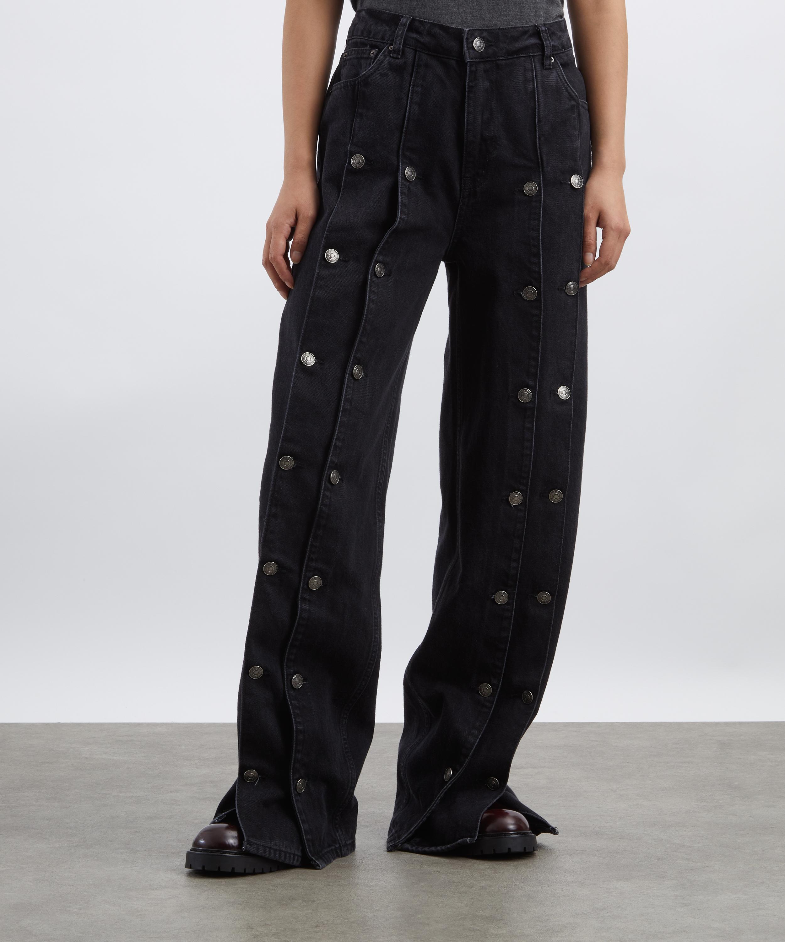 ROTATE Birger Christensen - Black Button Detail Wide Jeans image number 2