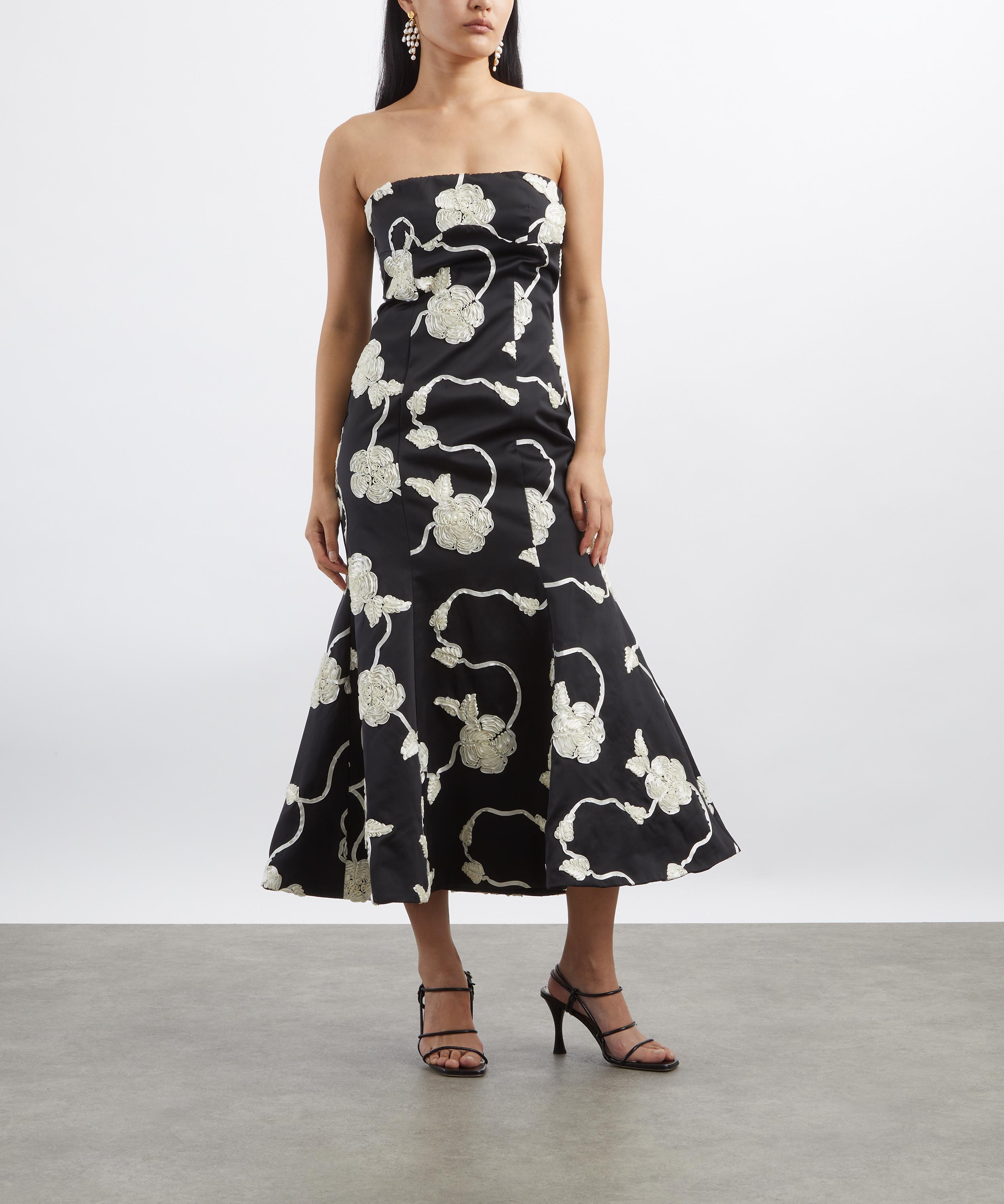 ROTATE Birger Christensen 3D Flower Midi Dress