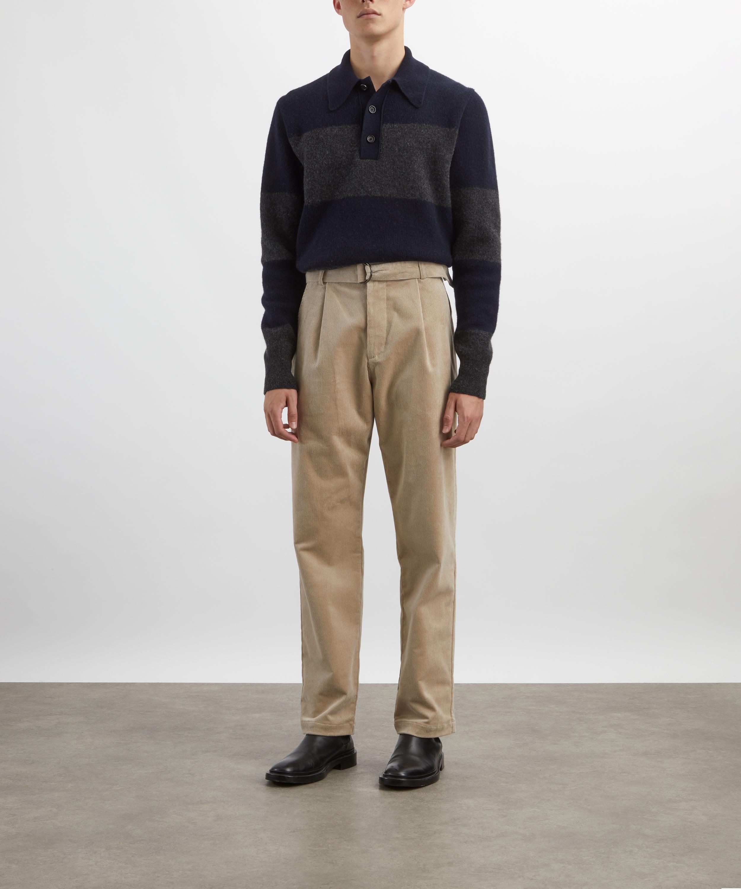 Oliver Spencer - Belted Sibley Cord Beige Trousers image number 1