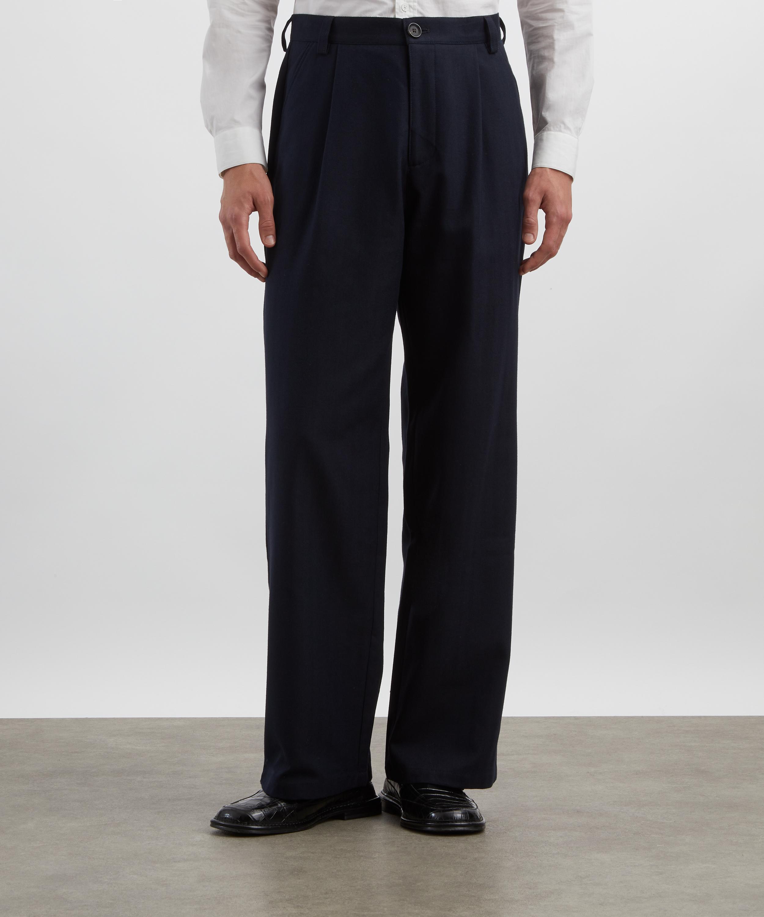 Oliver Spencer - Navy Orsman Wide-Leg Trousers image number 2