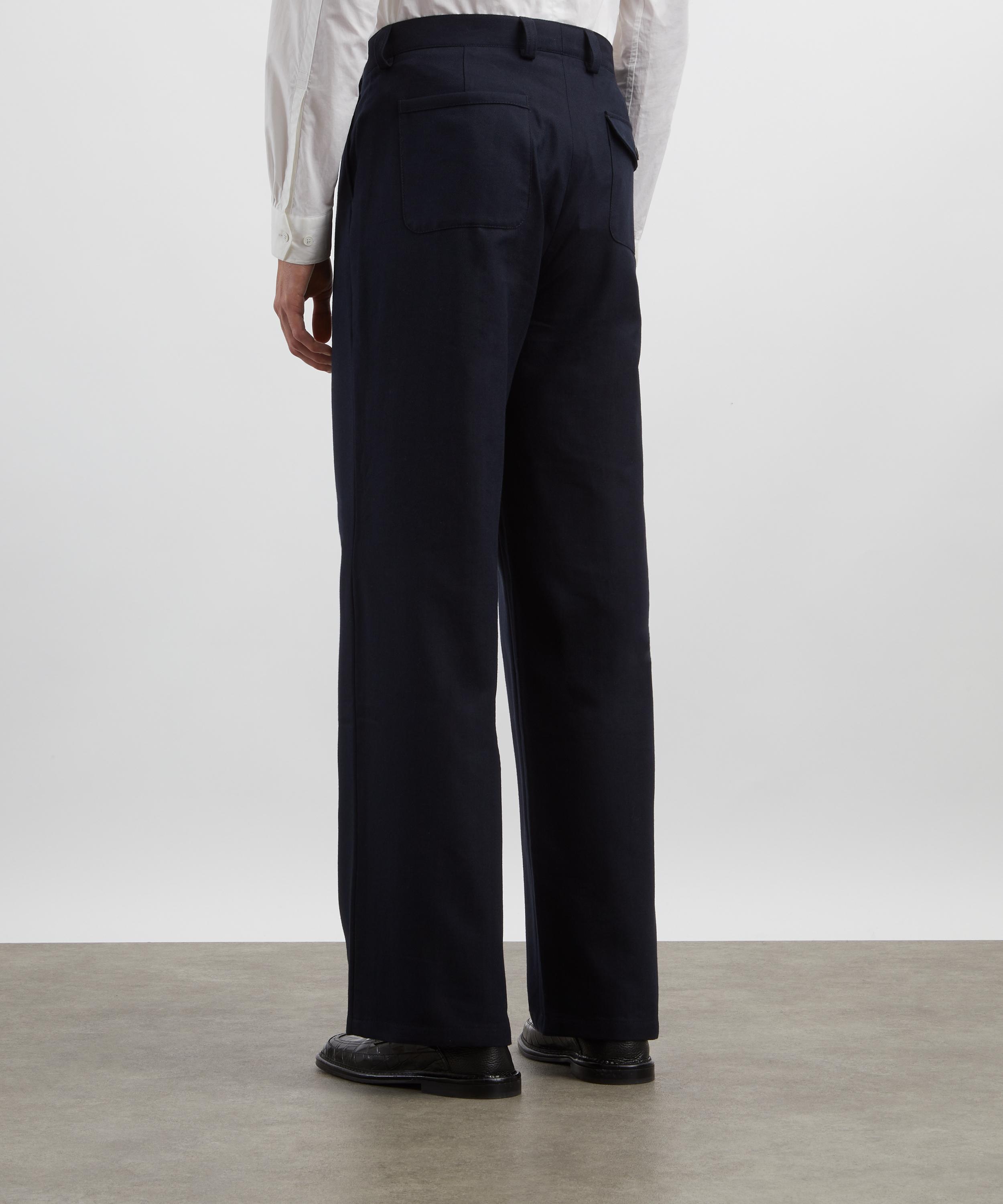 Oliver Spencer - Navy Orsman Wide-Leg Trousers image number 3
