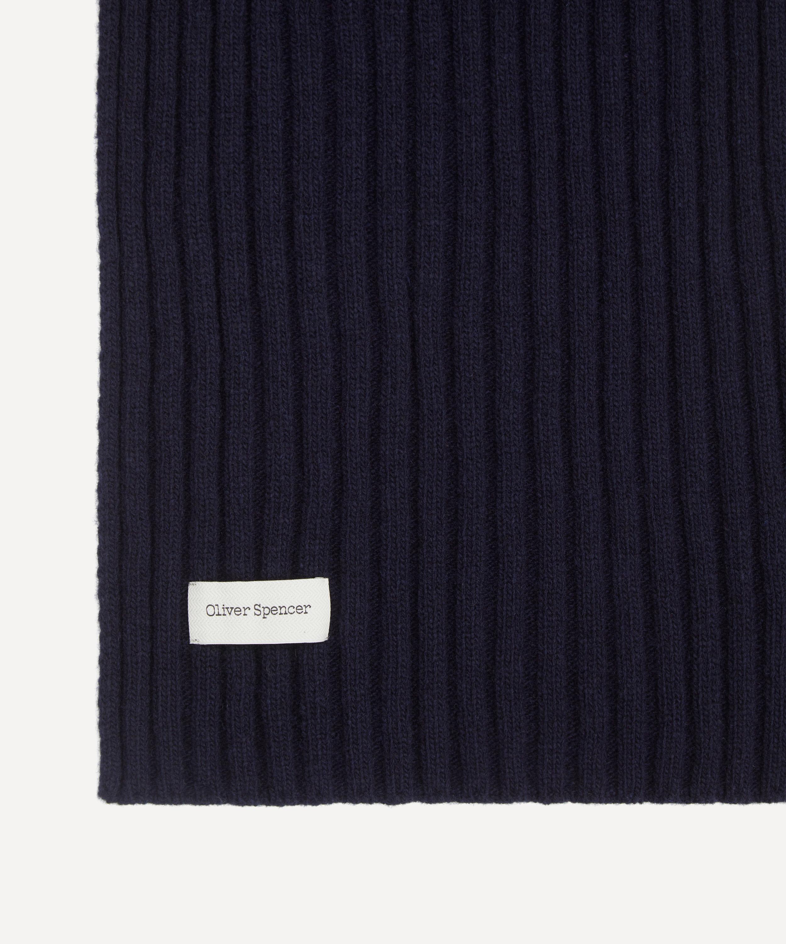 Oliver Spencer - Navy Soane Ribbed Scarf image number 2