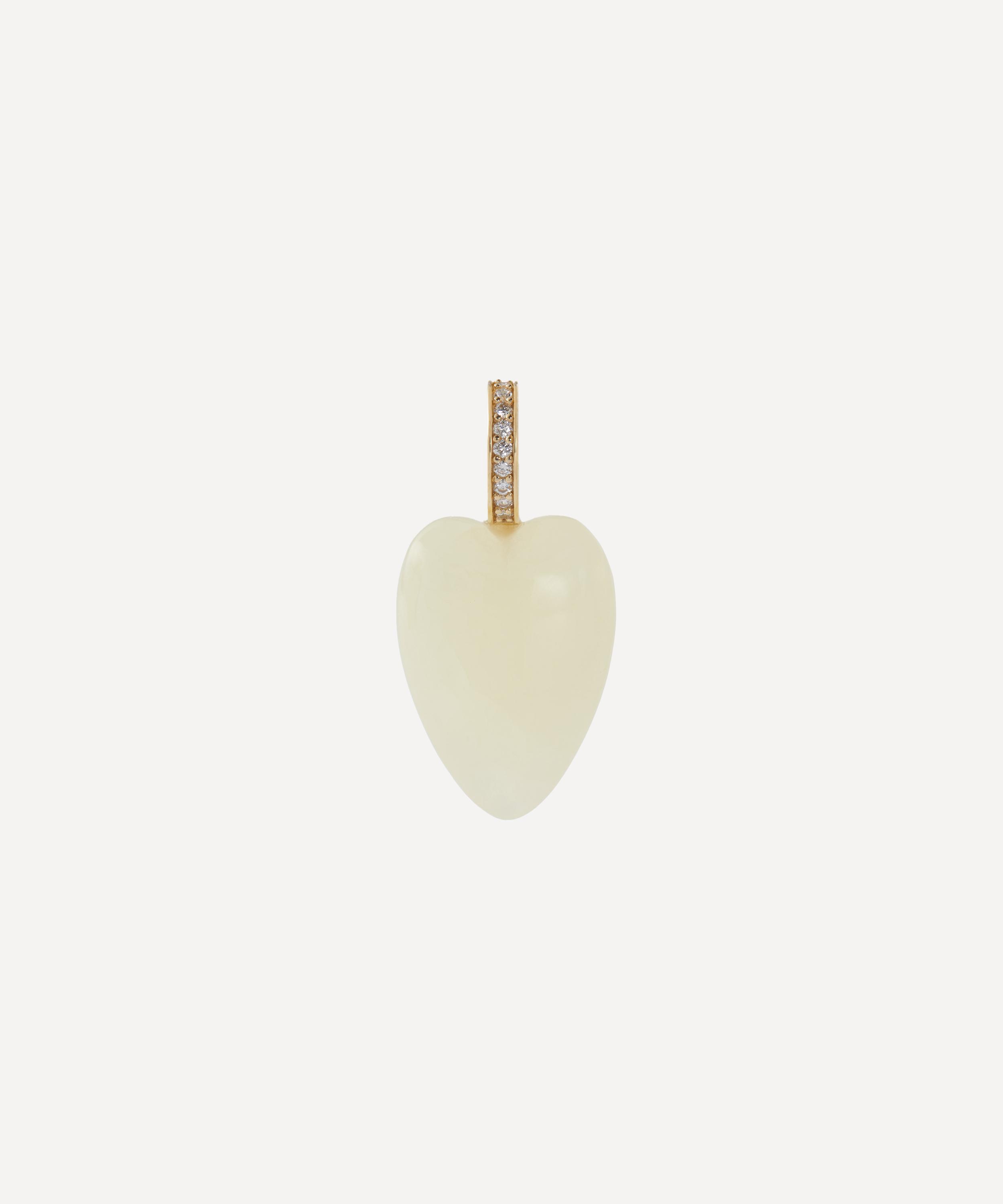 By Pariah - 14ct Gold Heartstone Jade and Diamond Pendant