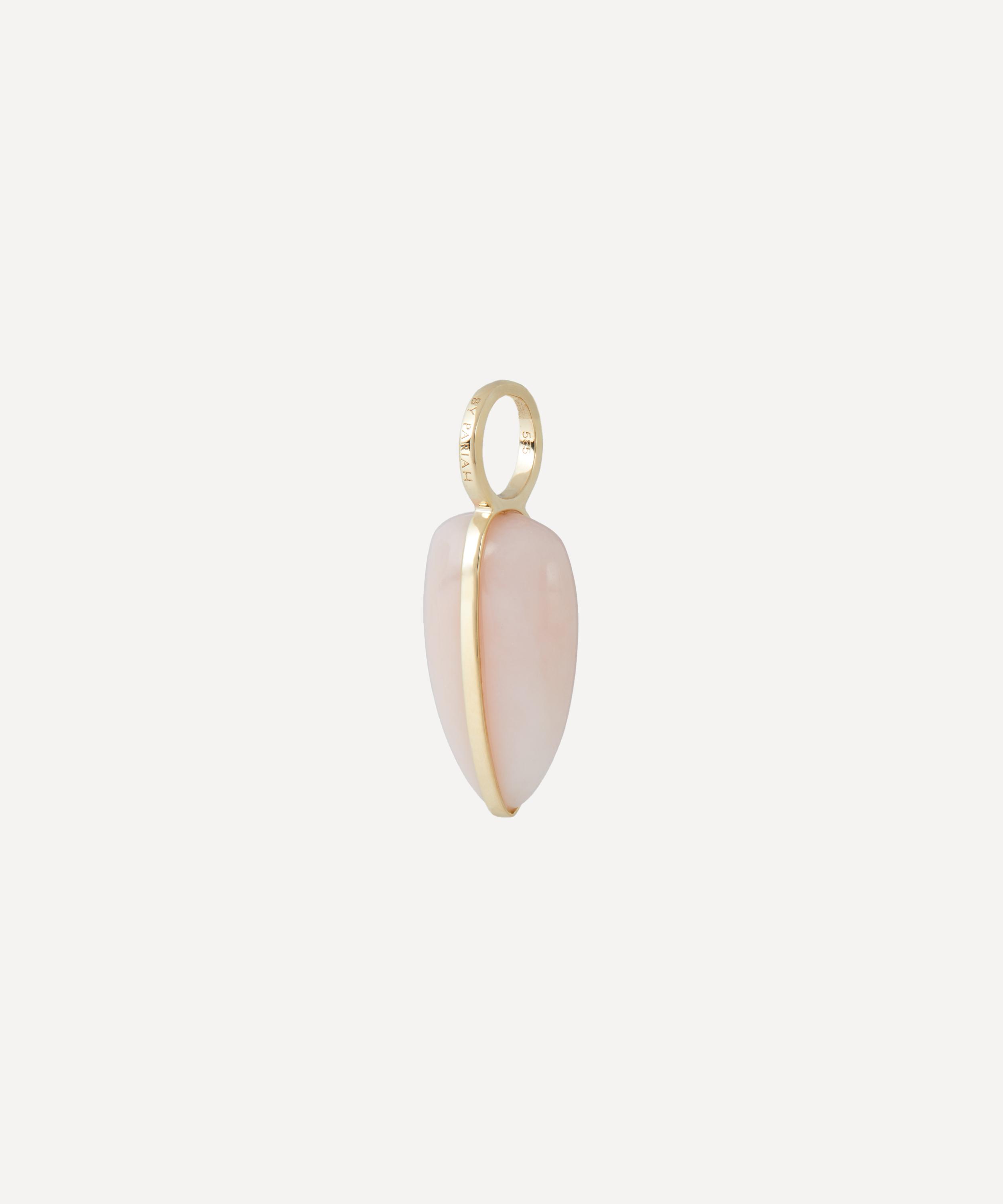 By Pariah - 14ct Gold Small Pink Opal Pebble Pendant image number 1