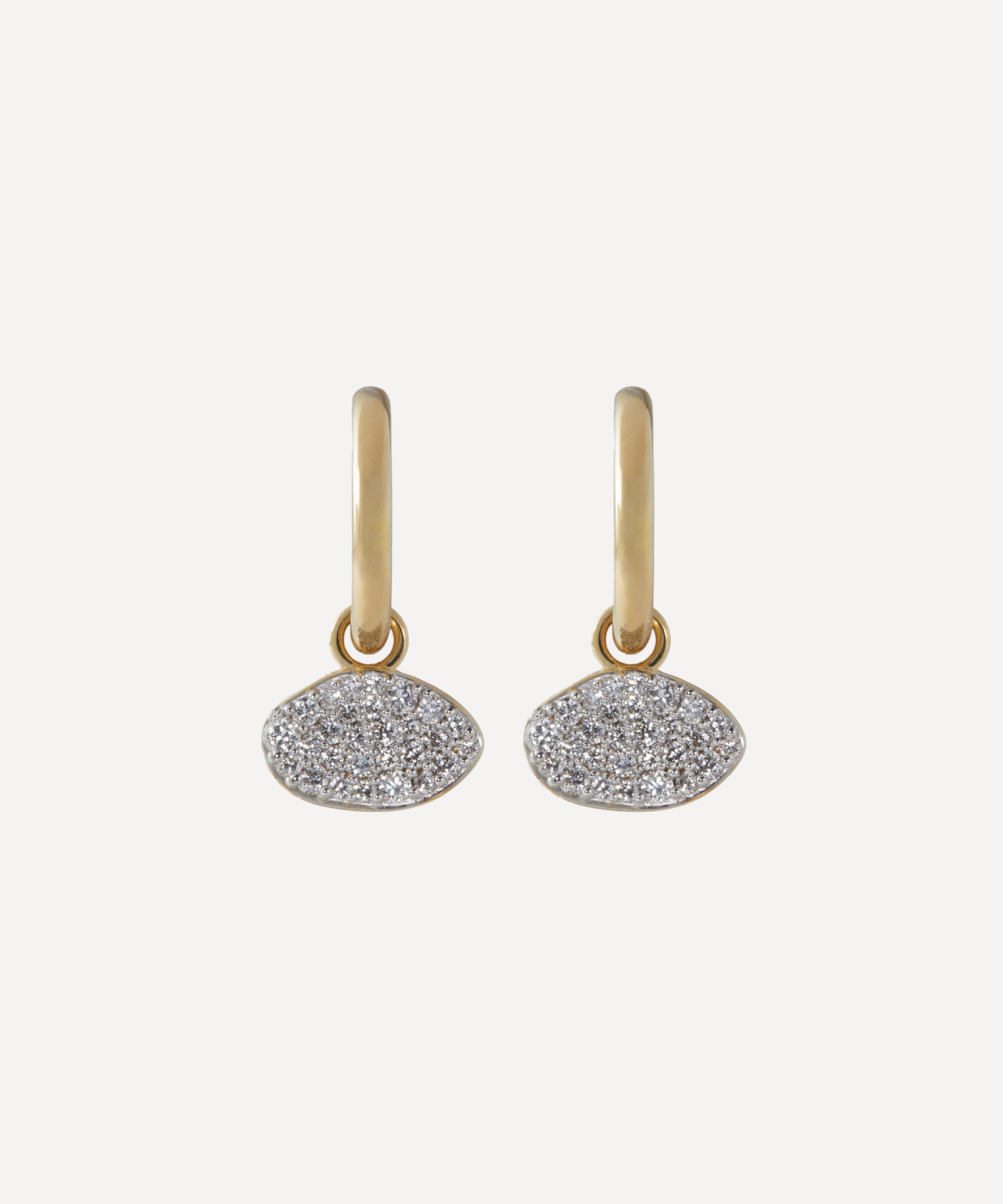 By Pariah - 14ct Gold Diamond Cluster Drop Hoop Earrings