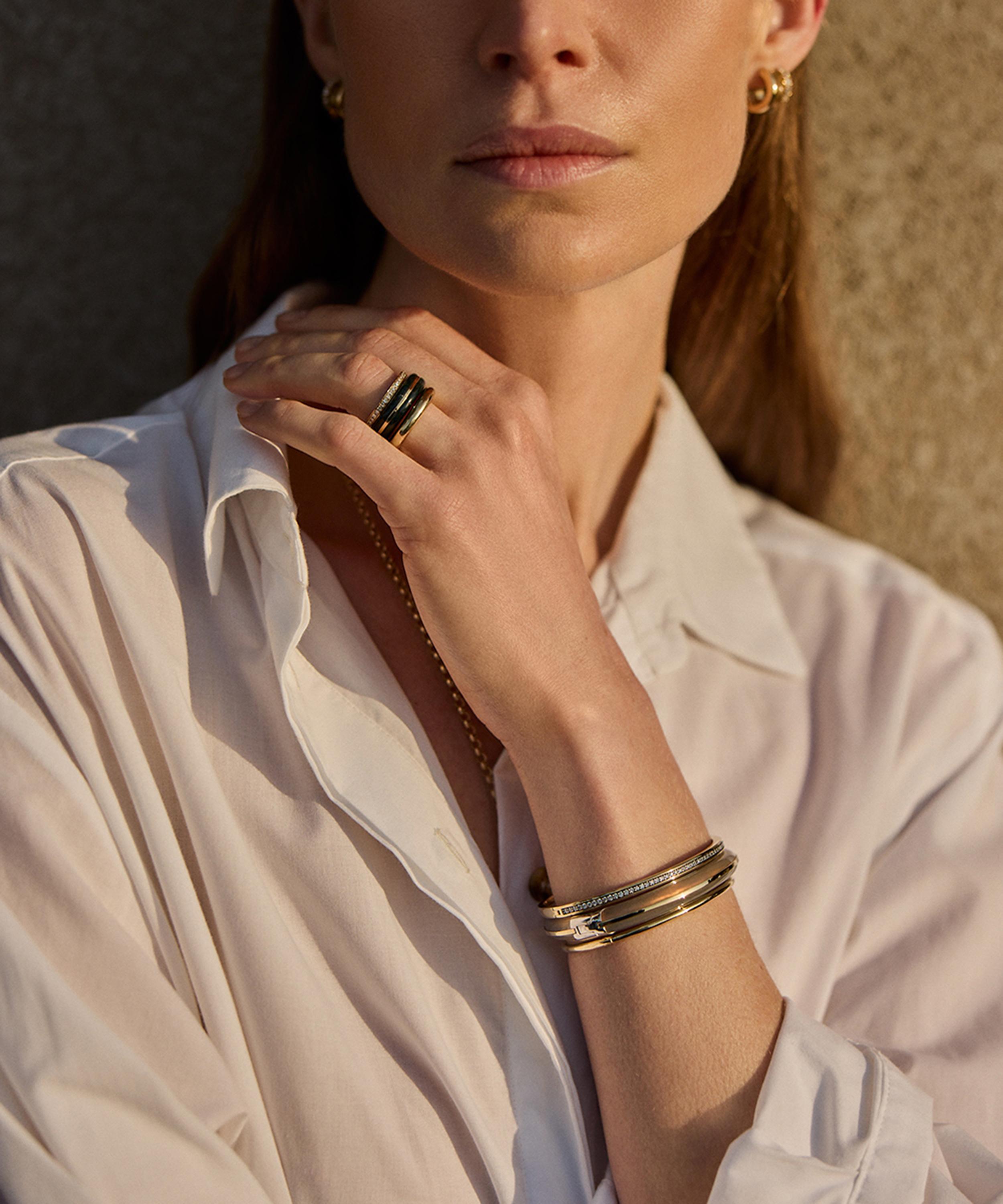By Pariah - 14ct Gold Classic Diamond Bangle Bracelet image number 0