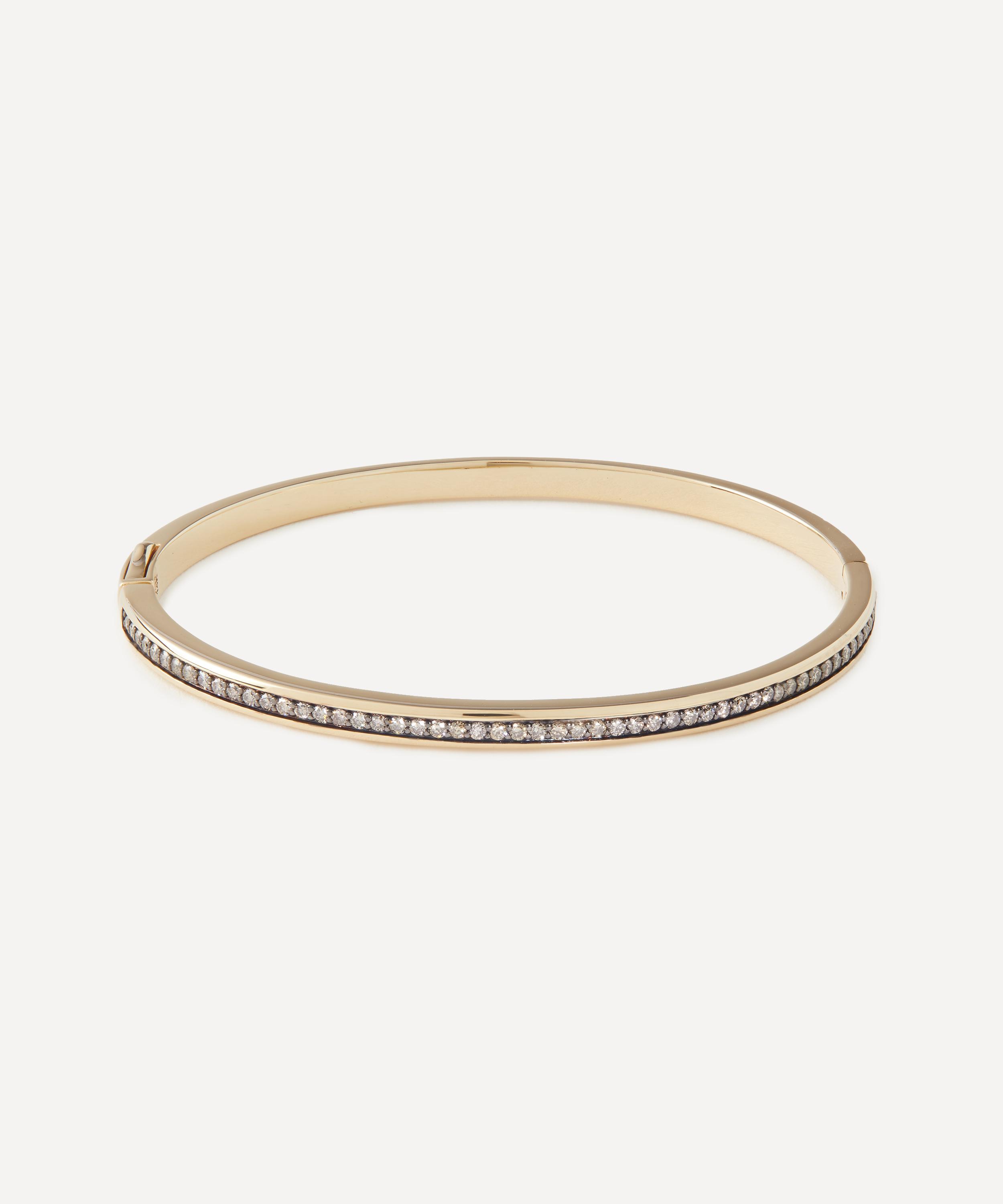 By Pariah - 14ct Gold Classic Champagne Diamond Bangle Bracelet image number 0