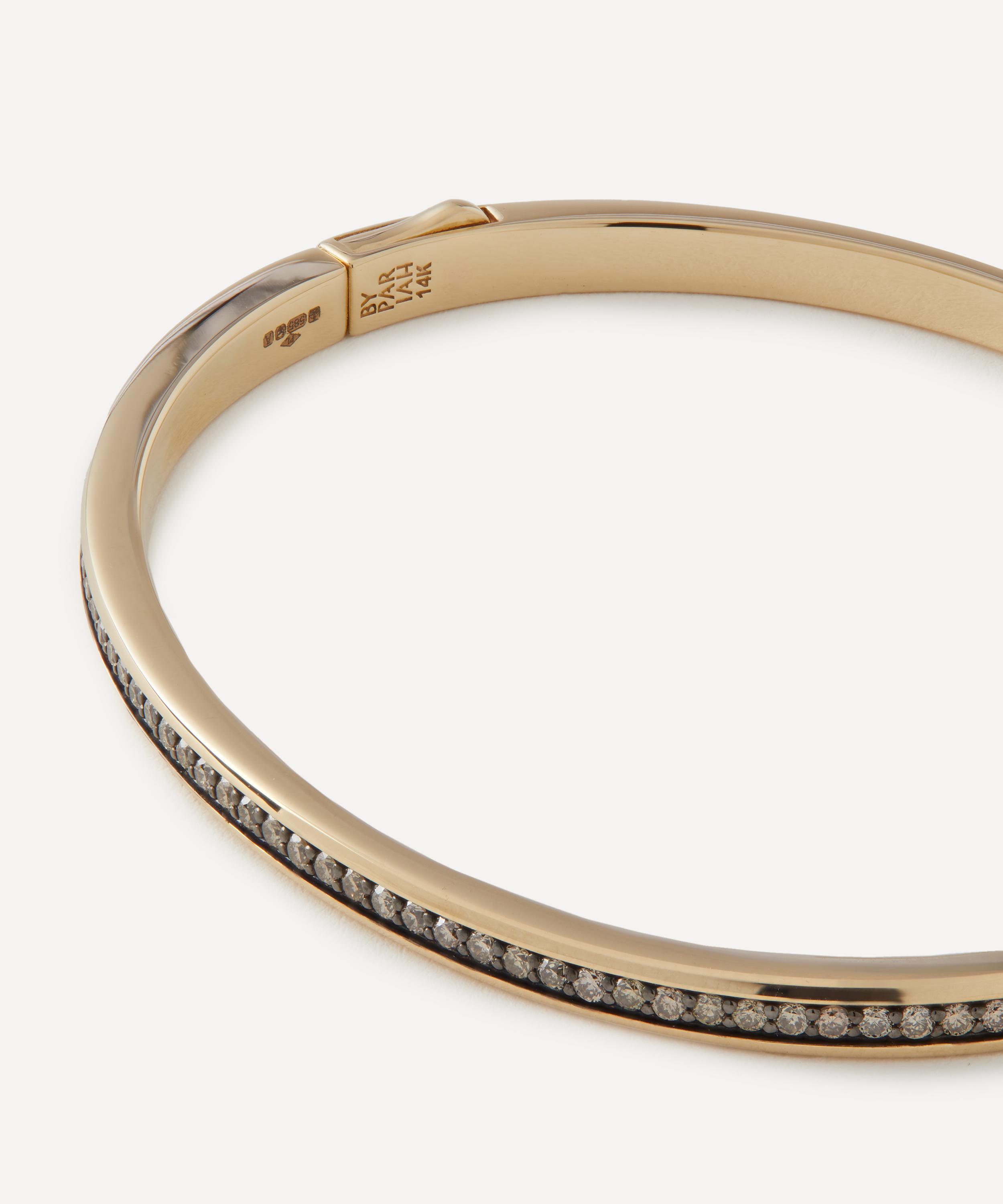 By Pariah - 14ct Gold Classic Champagne Diamond Bangle Bracelet image number 1