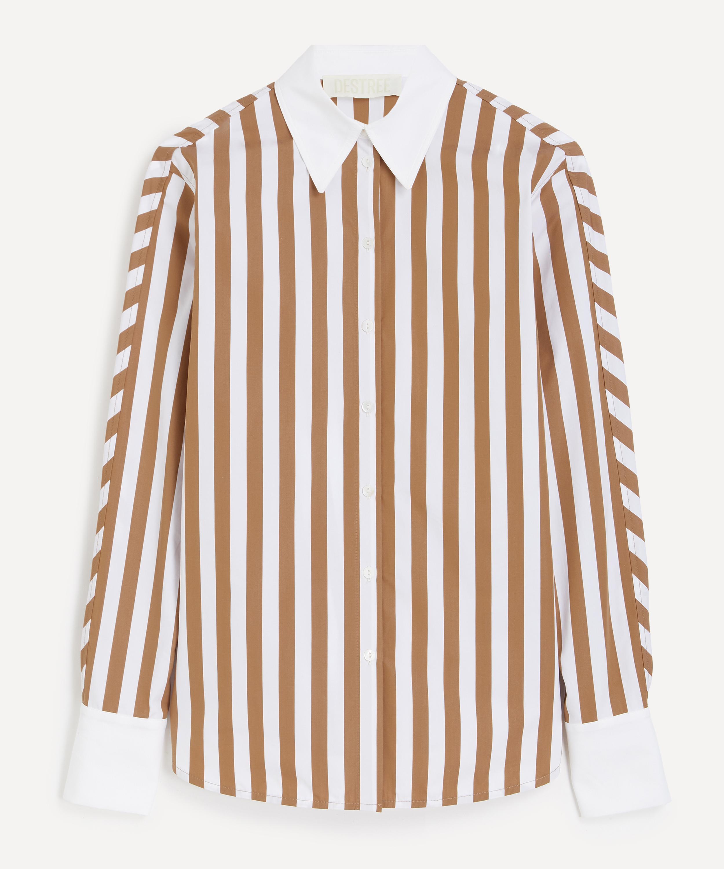 Destree - White and Camel Striped Shirt image number 0