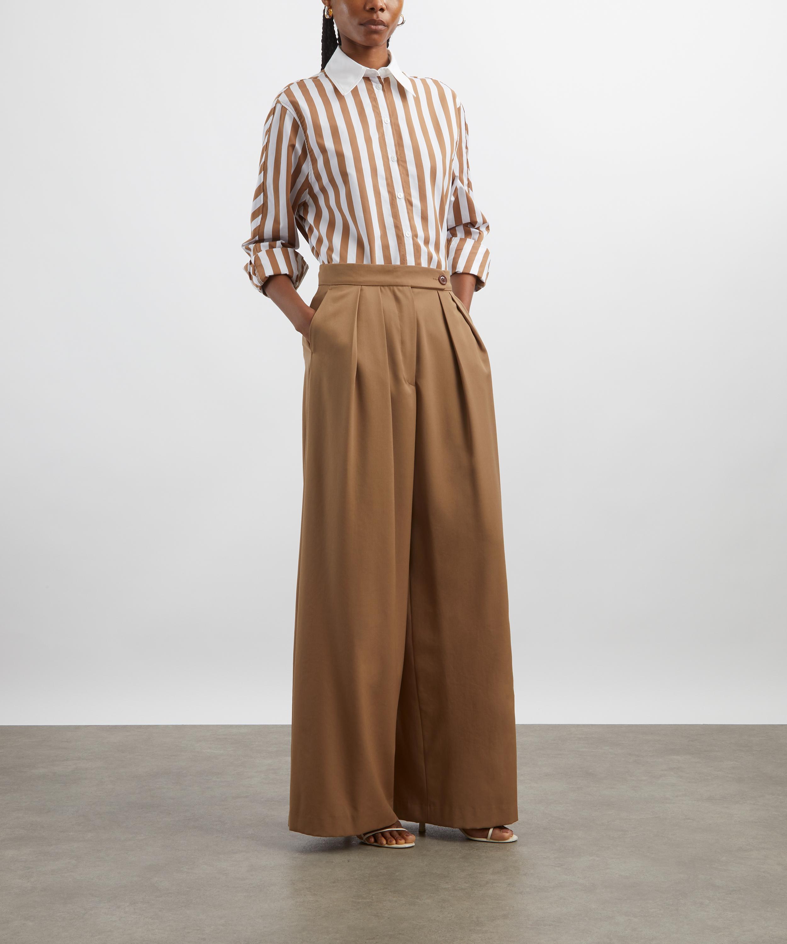 Destree - White and Camel Striped Shirt image number 1