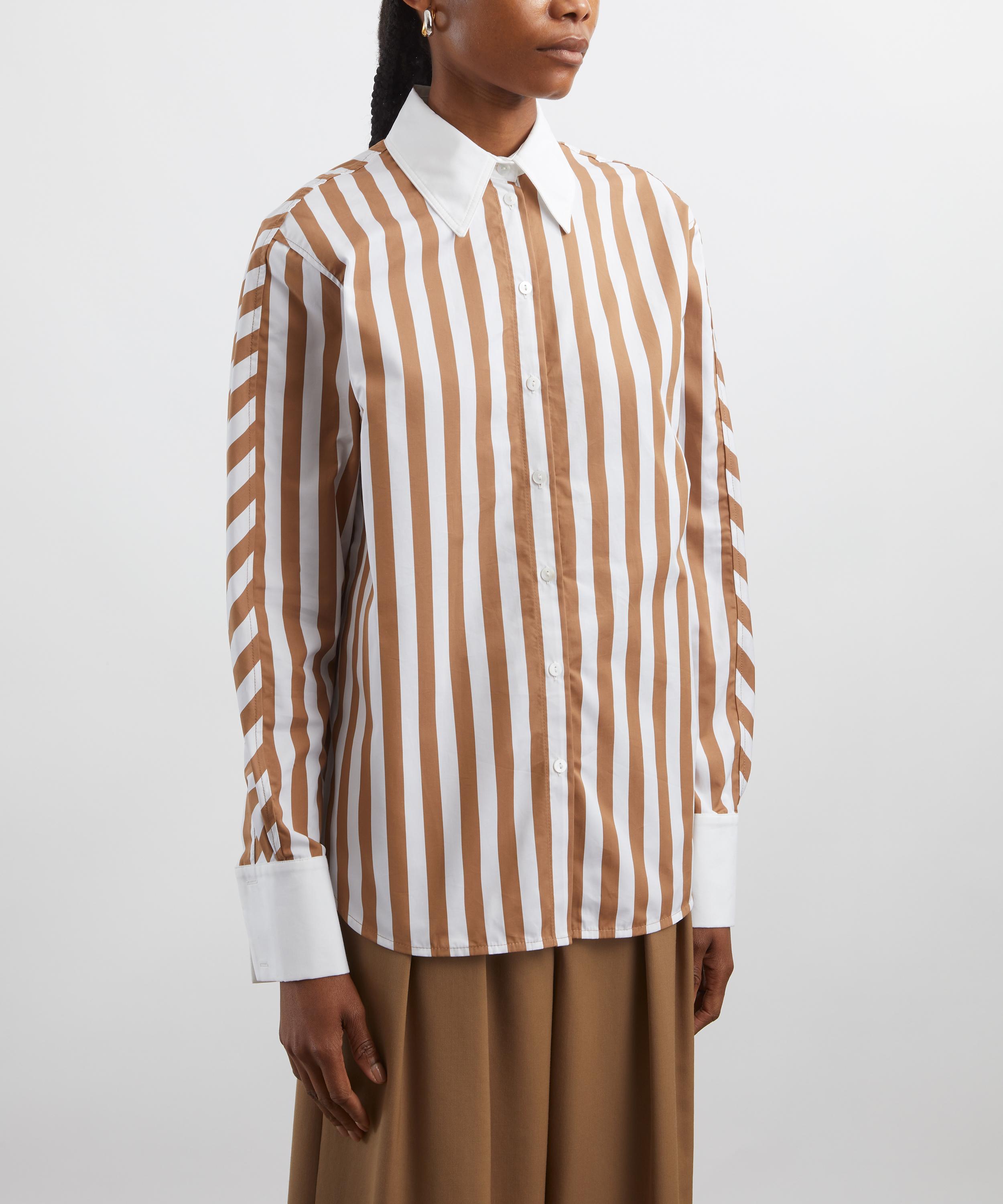 Destree - White and Camel Striped Shirt image number 2