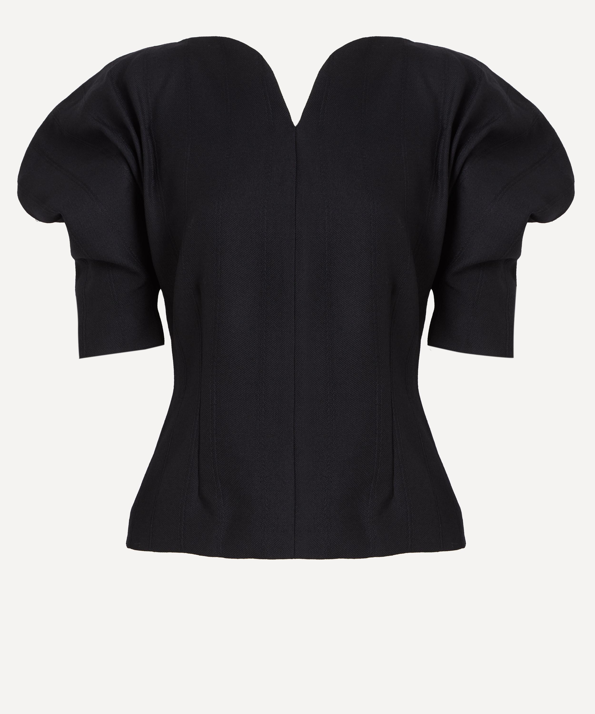 Destree - Janet Black Crepe Puff-Sleeve Top