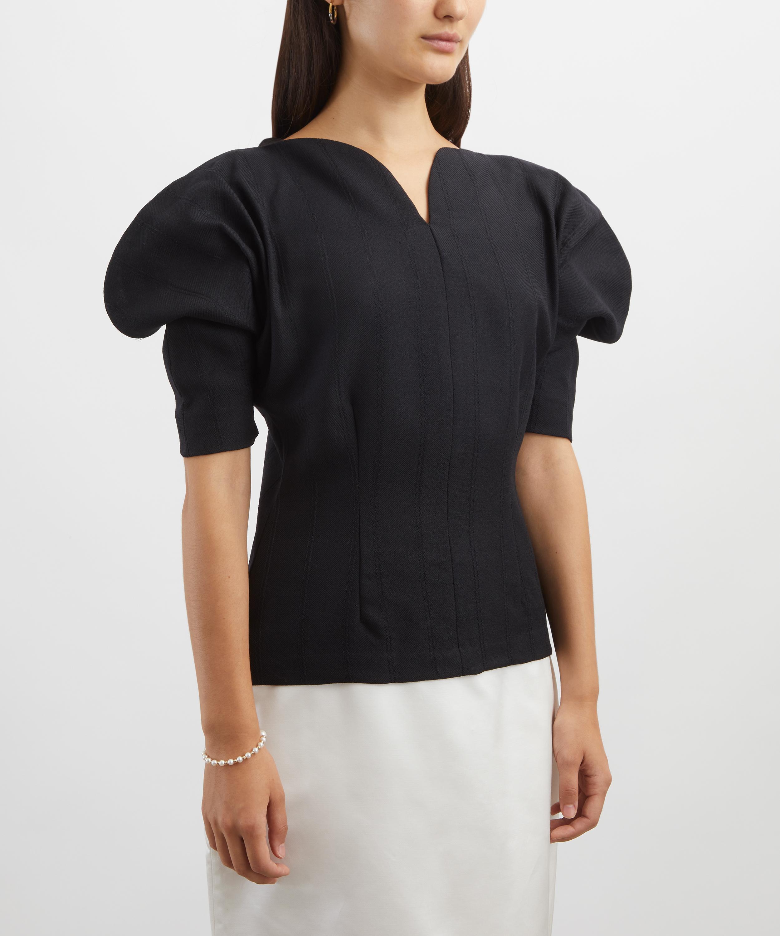 Destree - Janet Black Crepe Puff-Sleeve Top image number 2