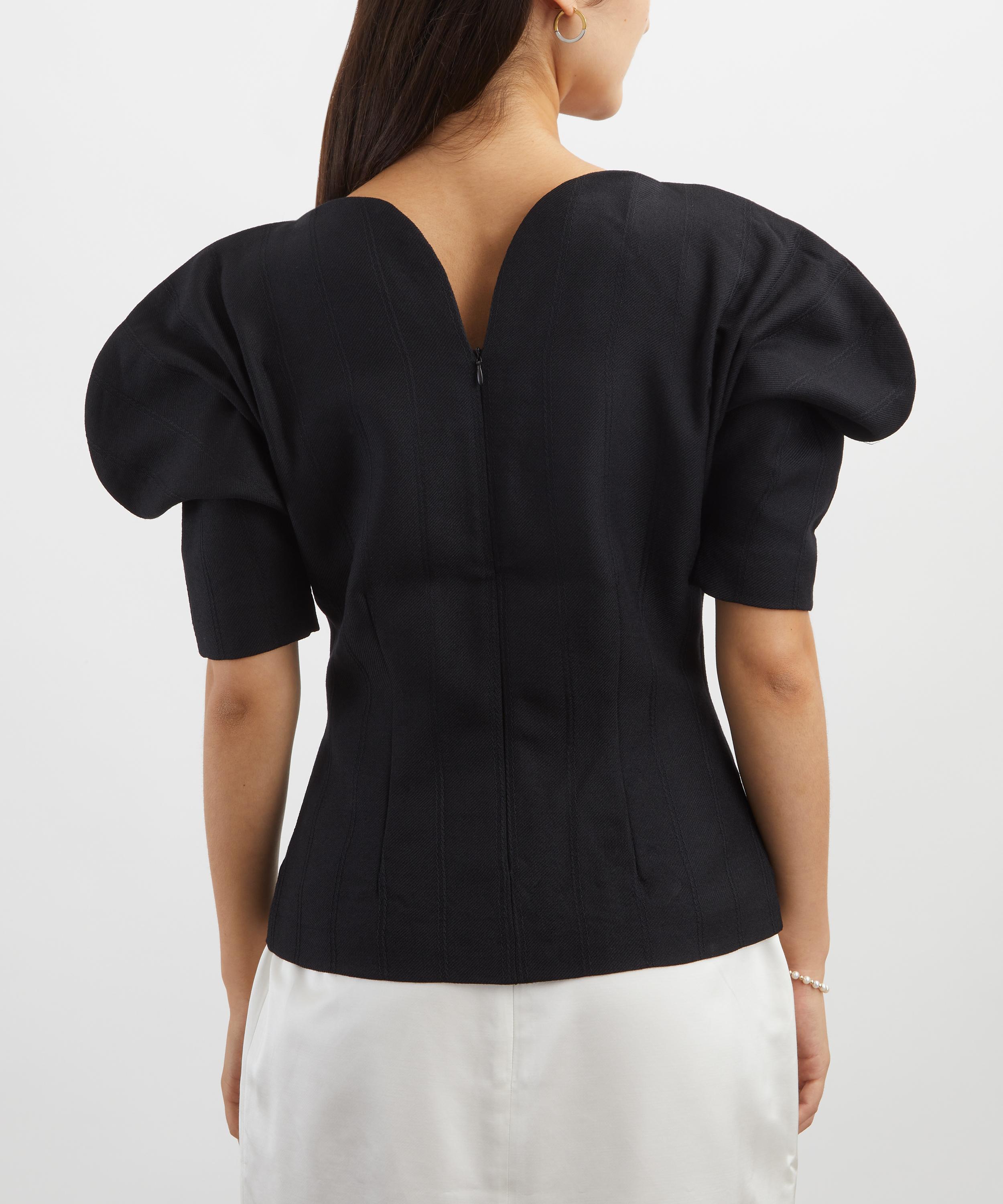 Destree - Janet Black Crepe Puff-Sleeve Top image number 3