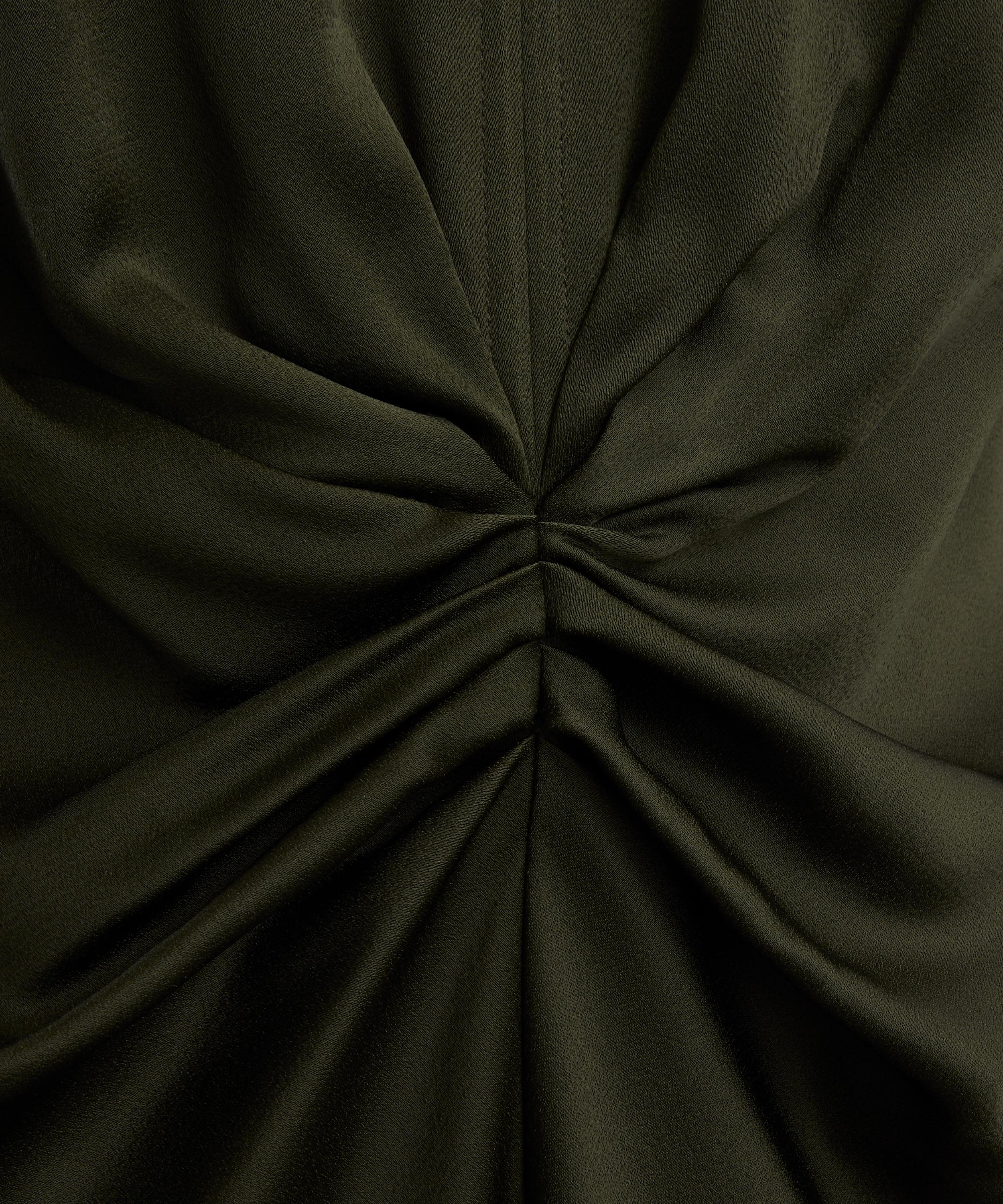 Victoria Beckham - Dark Olive Gathered V-Neck Midi Dress image number 4