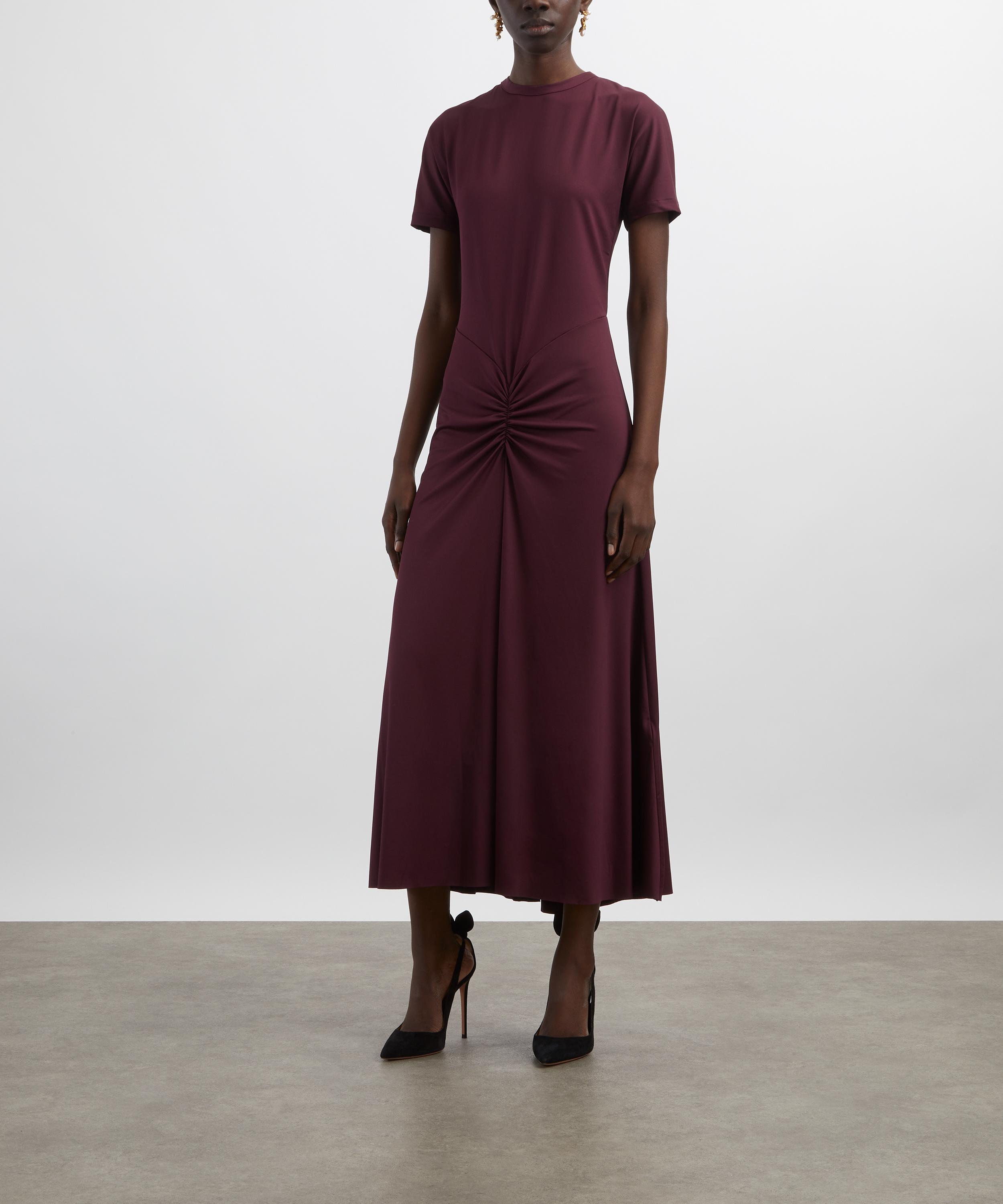 Victoria Beckham - Merlot Gathered Detail T-Shirt Midi Dress image number 2