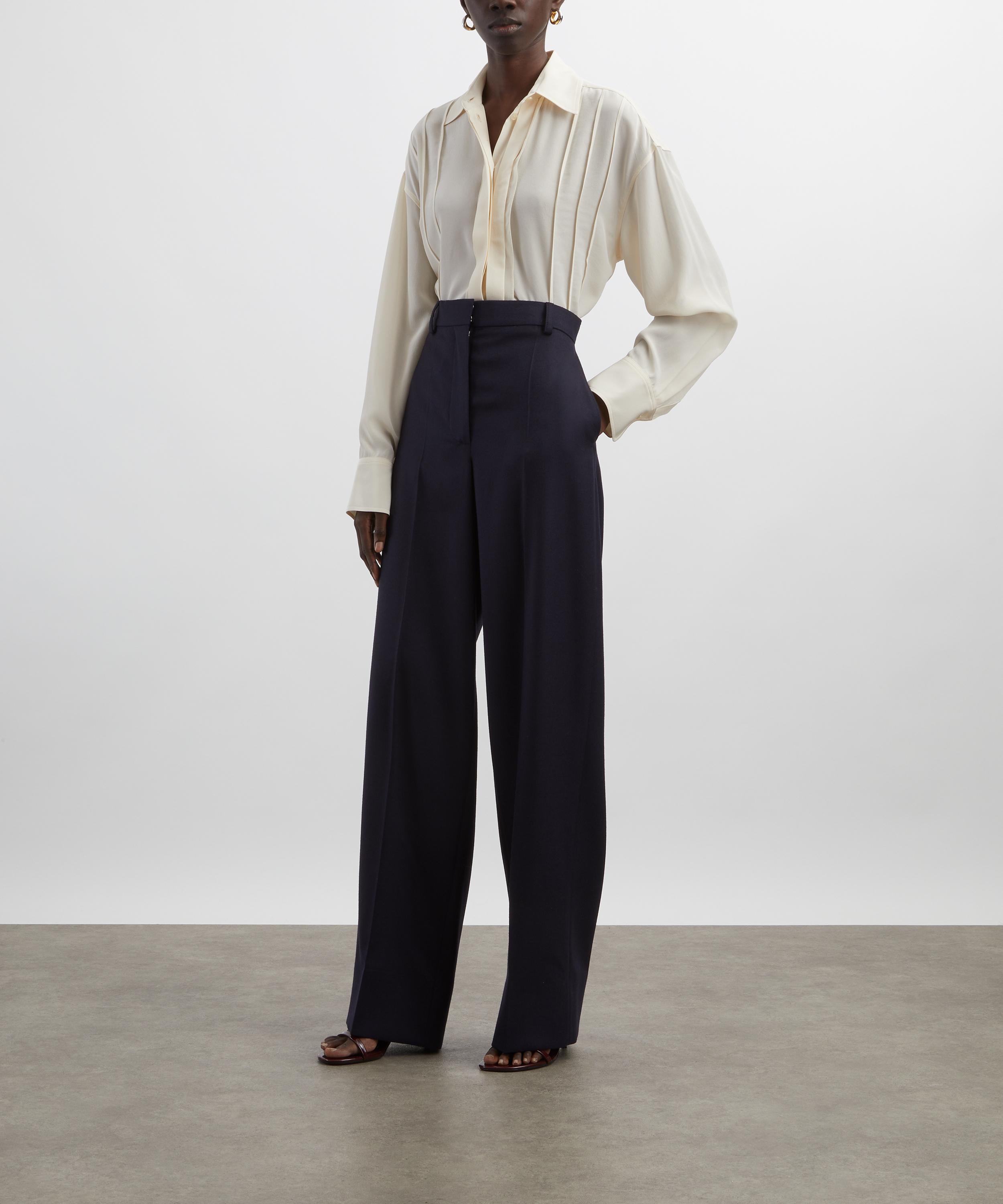 Victoria Beckham - Ivory Pintuck Pleated Silk Blouse image number 1