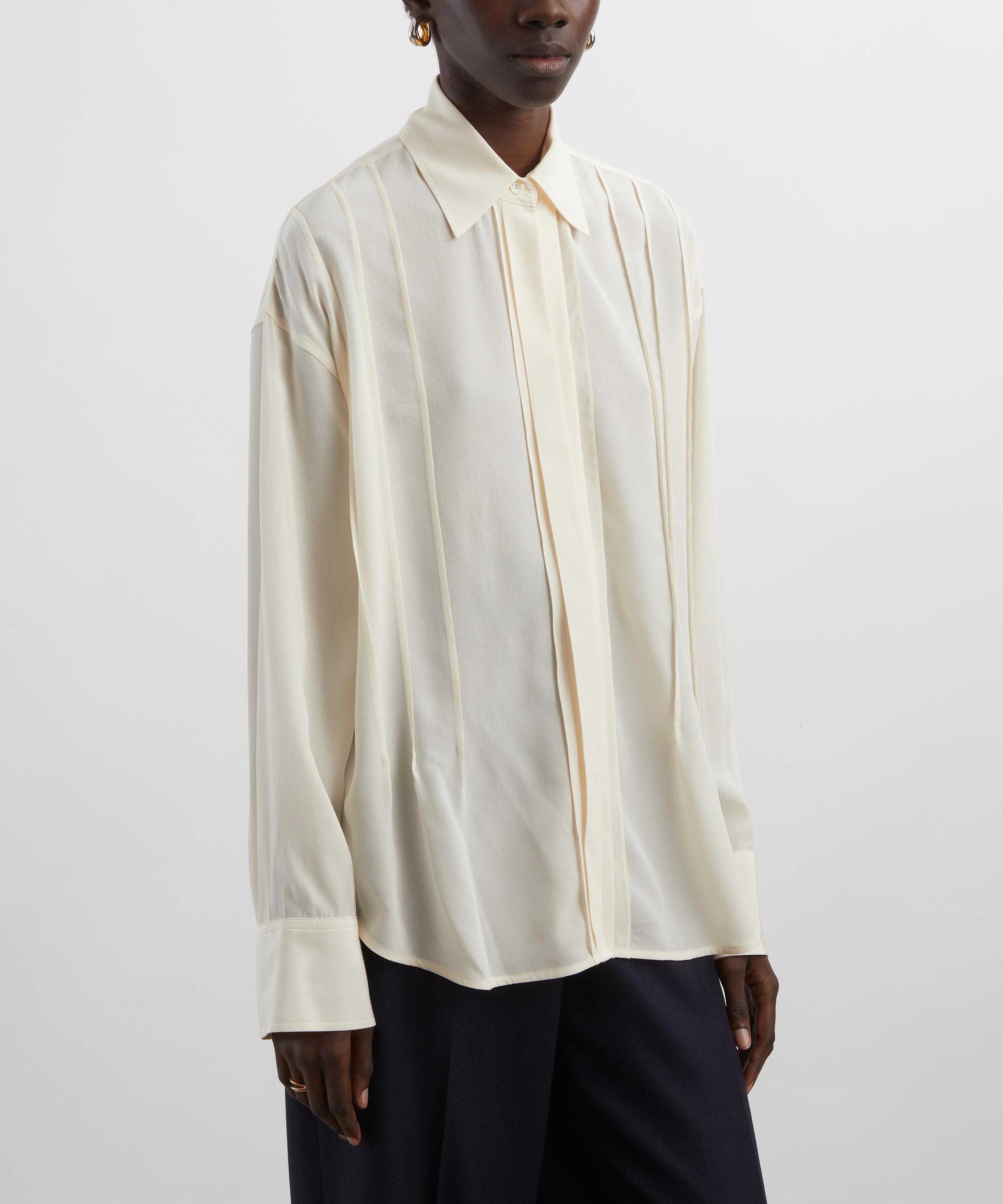 Victoria Beckham - Ivory Pintuck Pleated Silk Blouse image number 2
