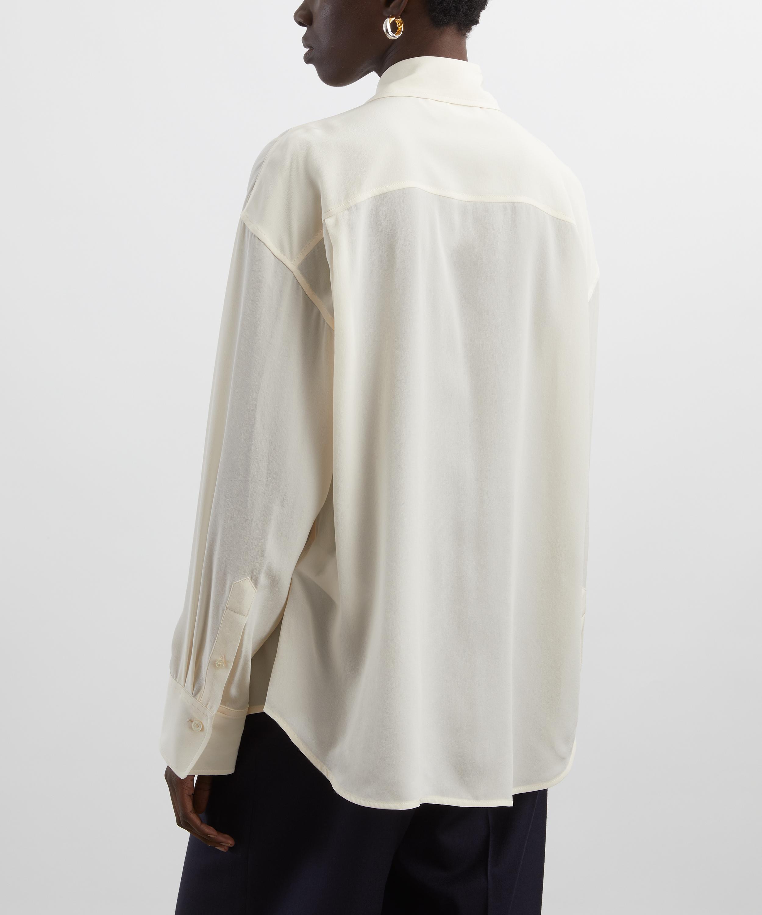Victoria Beckham - Ivory Pintuck Pleated Silk Blouse image number 3