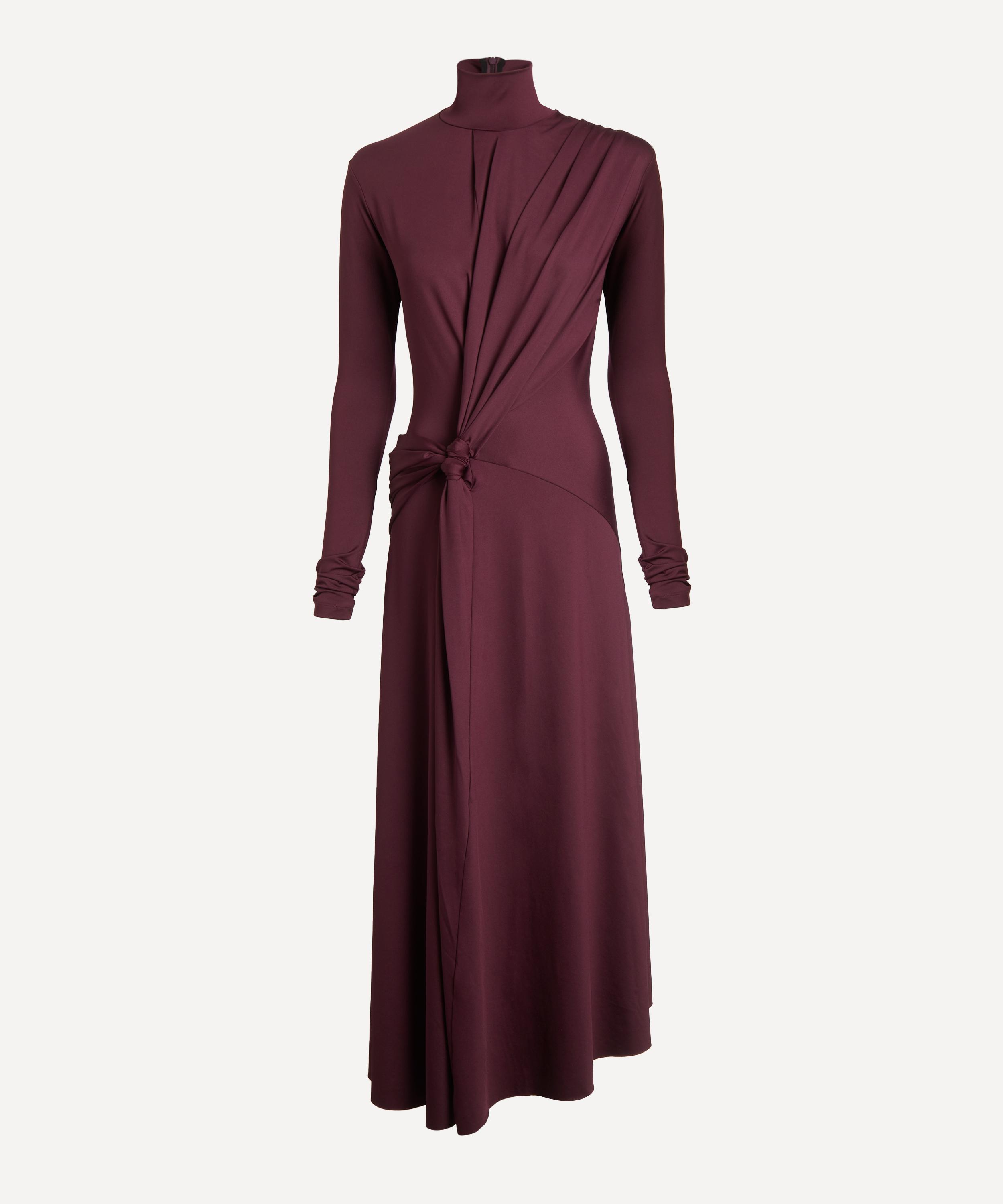 Victoria Beckham - Merlot Twist High-Neck Midi Dress