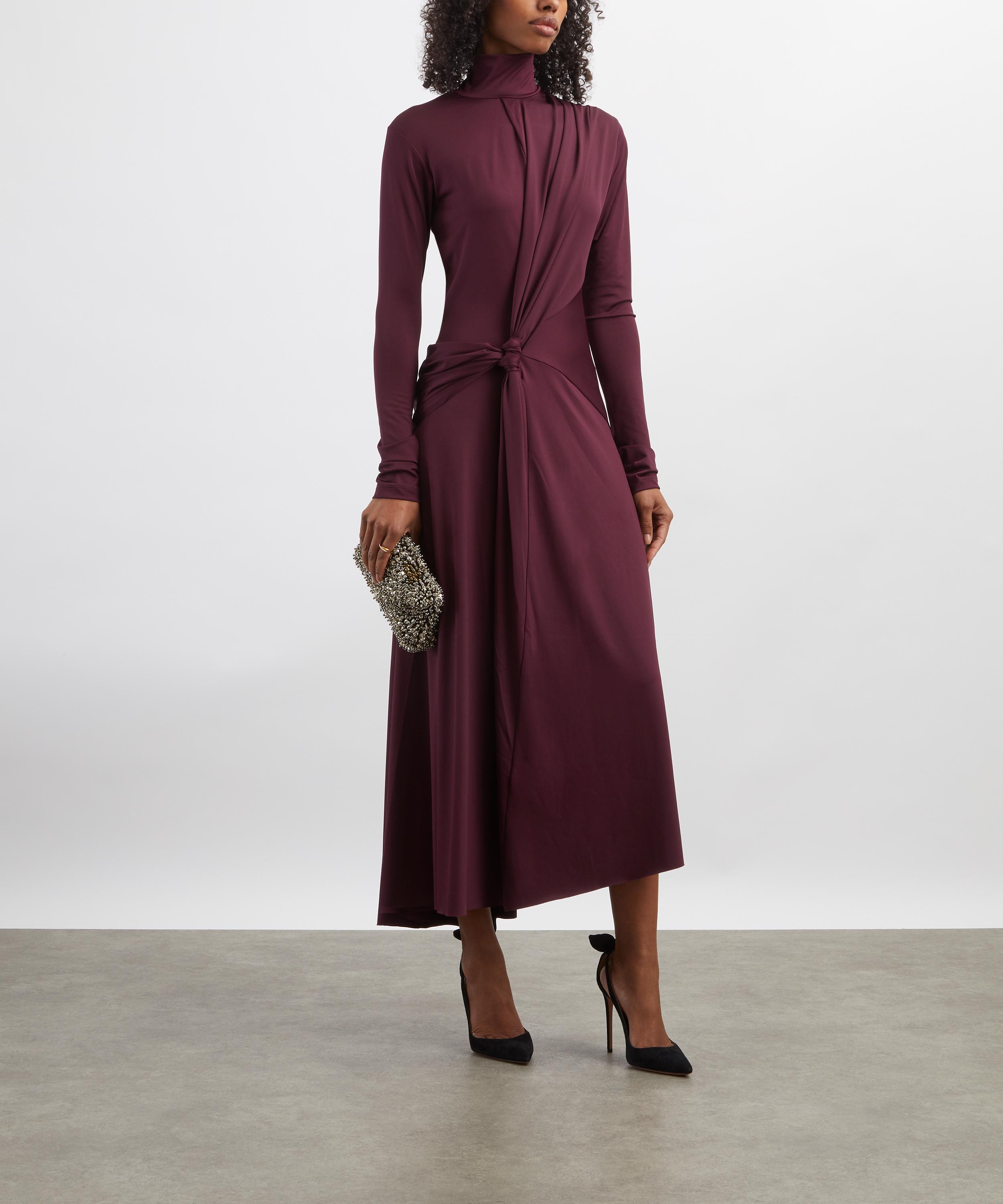 Victoria Beckham - Merlot Twist High-Neck Midi Dress image number 1