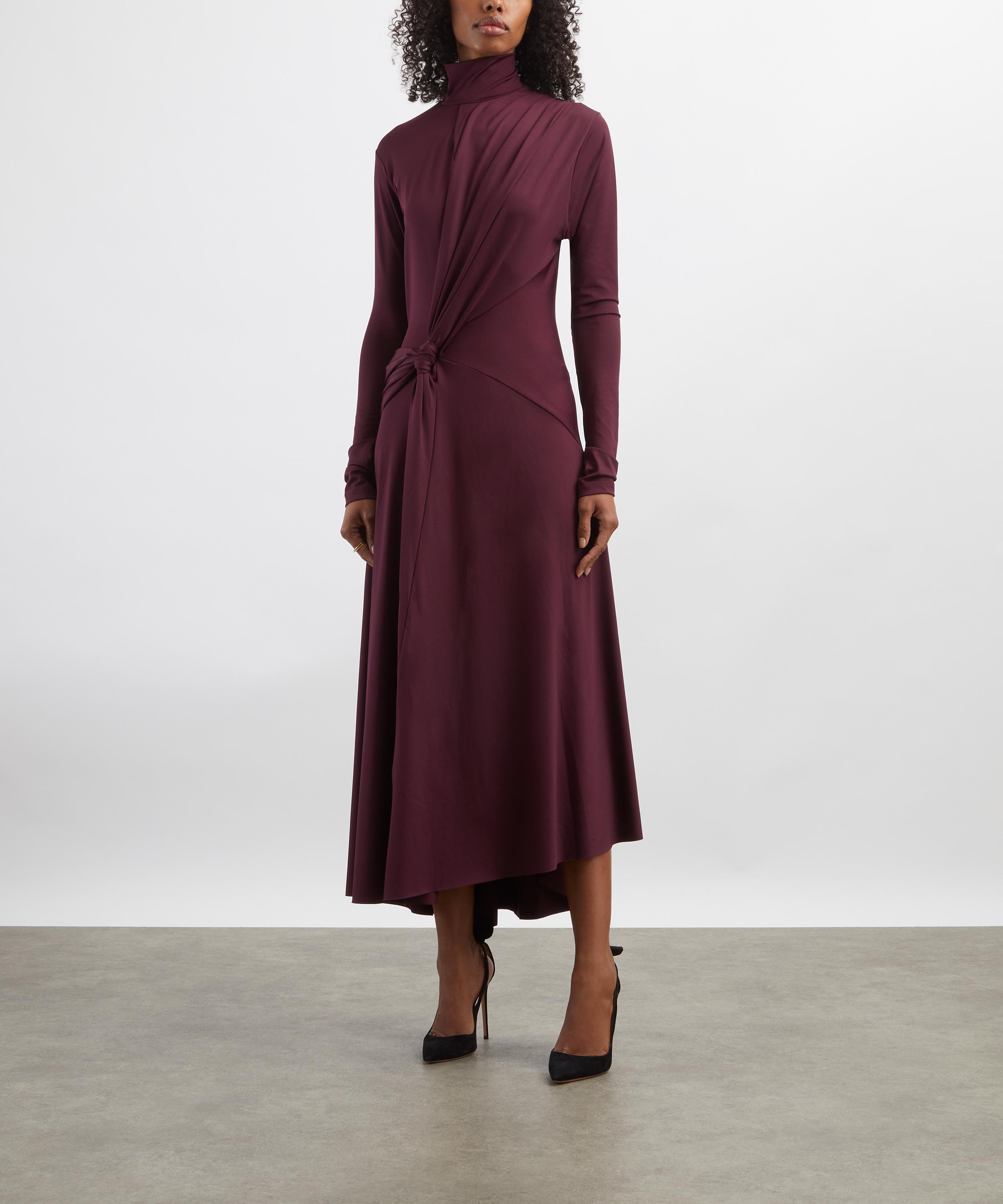 Victoria Beckham - Merlot Twist High-Neck Midi Dress image number 2