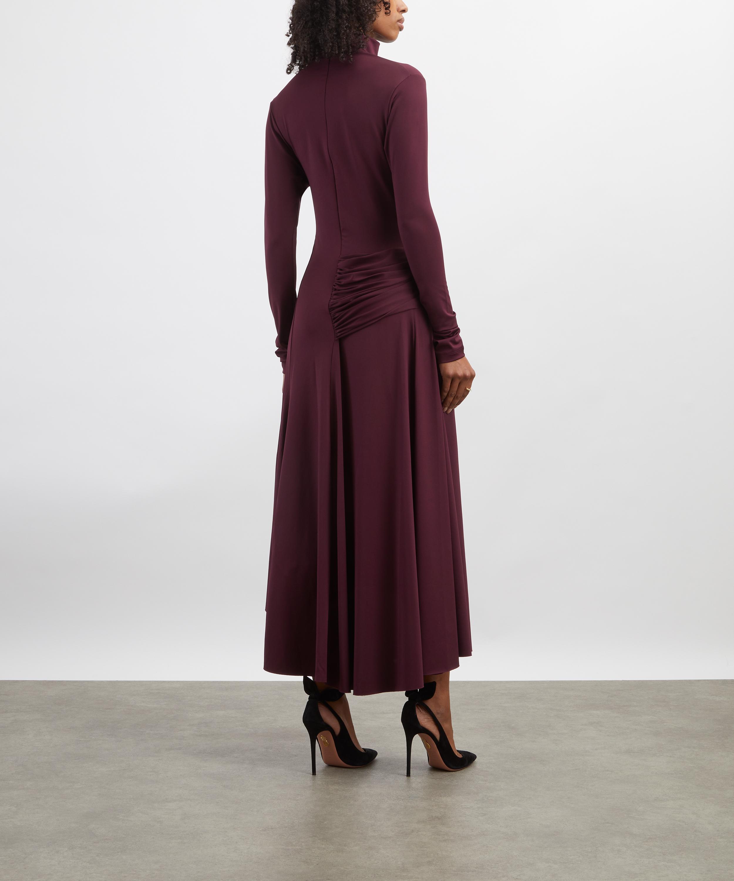 Victoria Beckham - Merlot Twist High-Neck Midi Dress image number 3