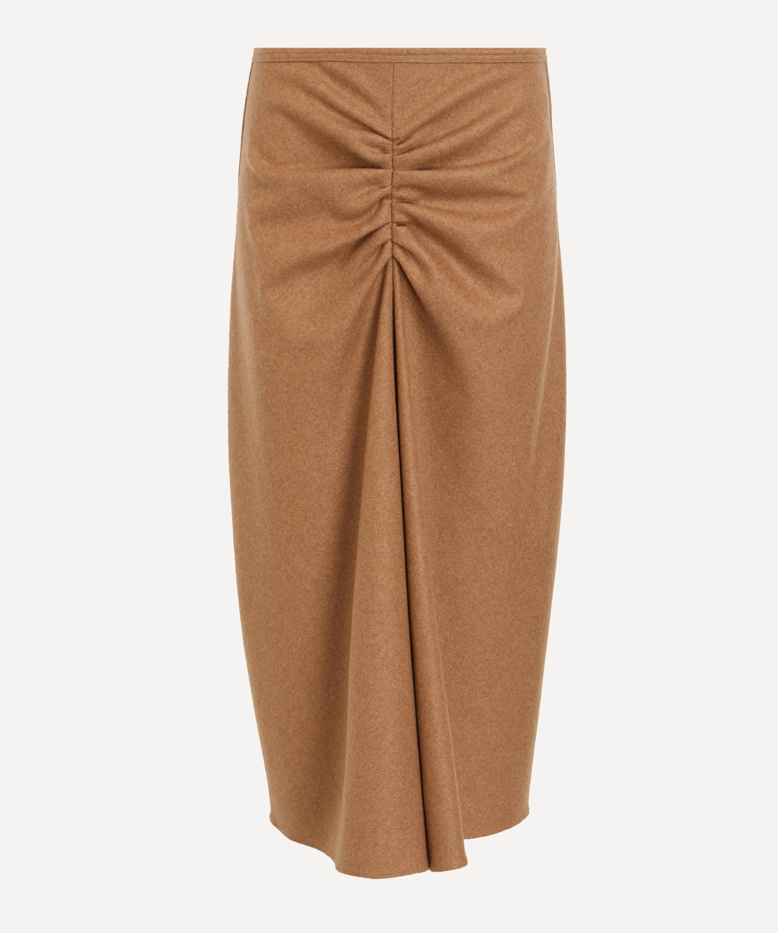 Victoria Beckham - Toffee Melange Gathered Waist Midi Skirt