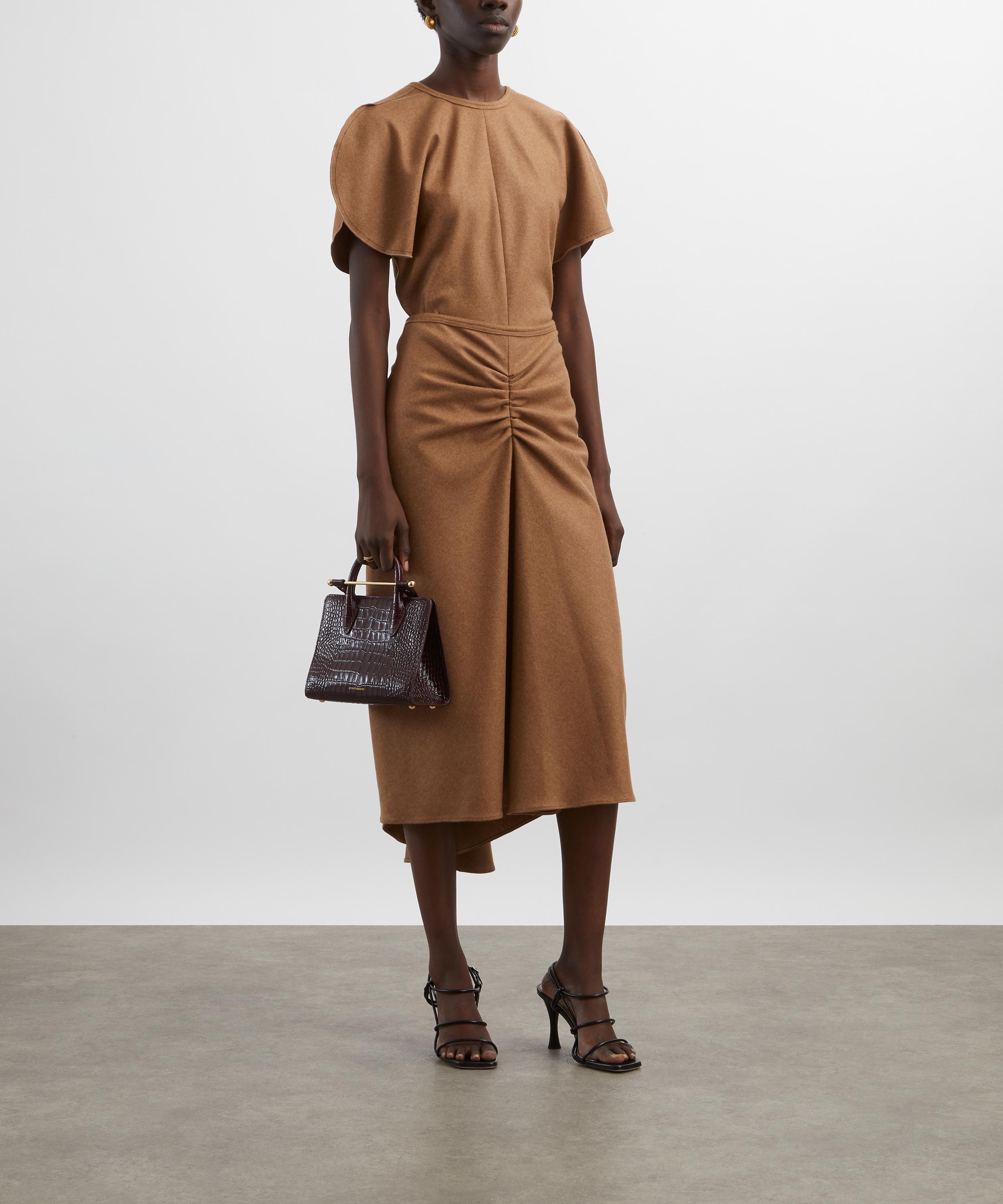 Victoria Beckham - Toffee Melange Gathered Waist Midi Skirt image number 1
