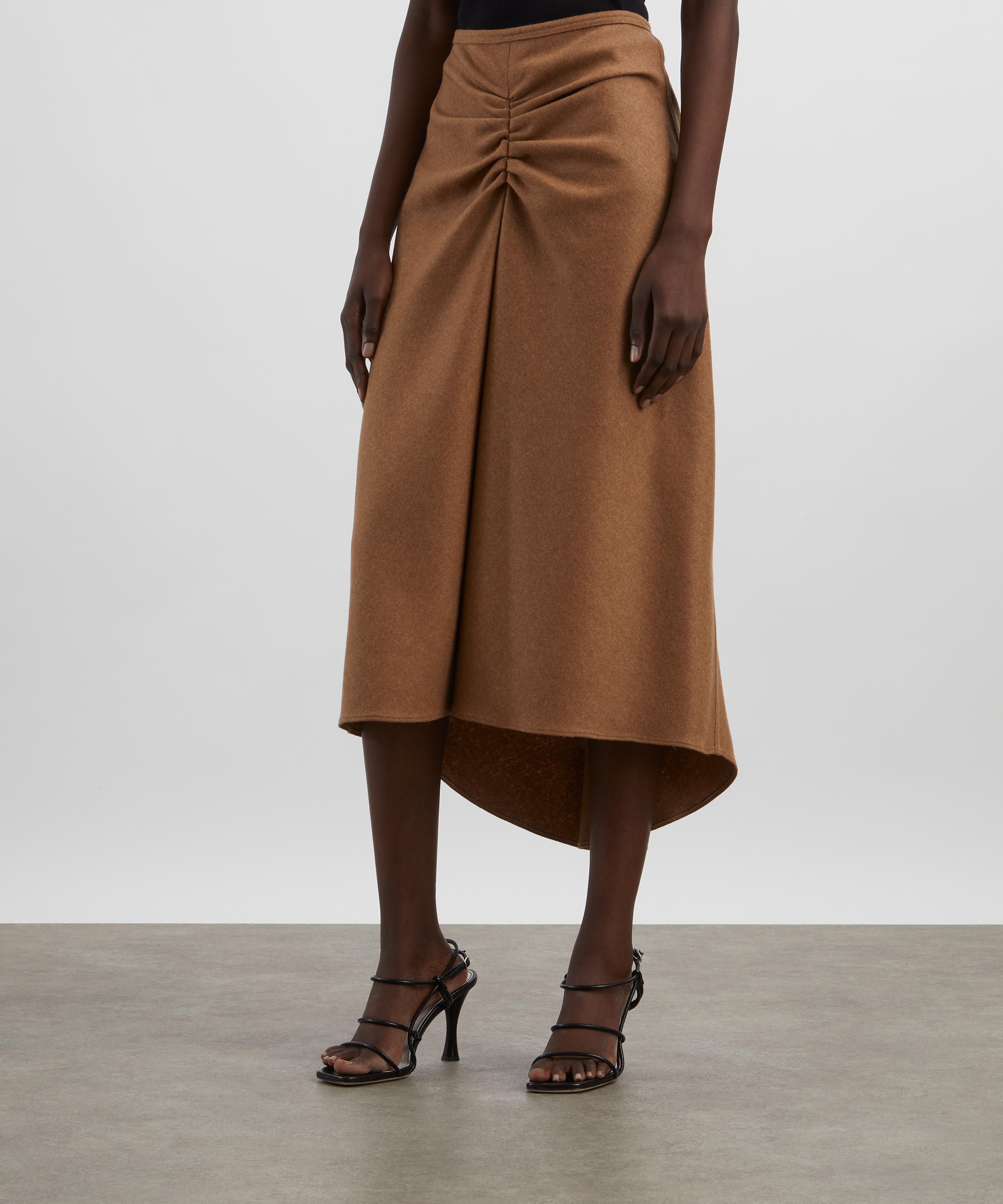 Victoria Beckham - Toffee Melange Gathered Waist Midi Skirt image number 2