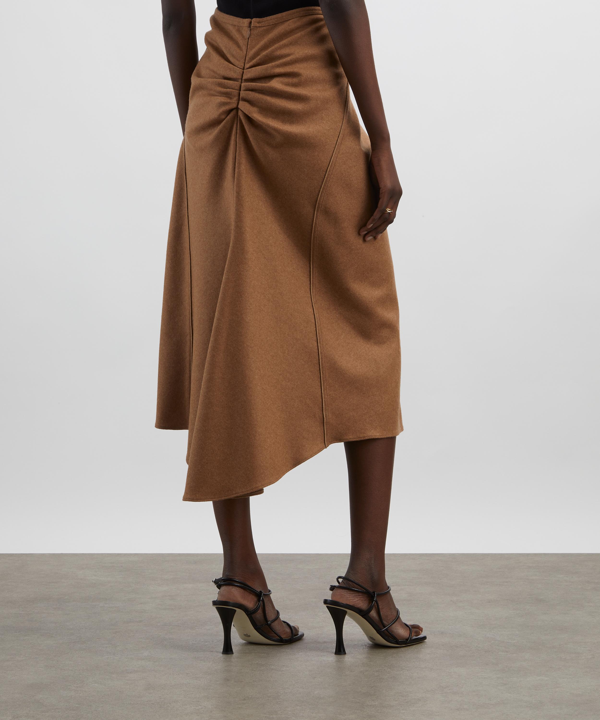 Victoria Beckham - Toffee Melange Gathered Waist Midi Skirt image number 3