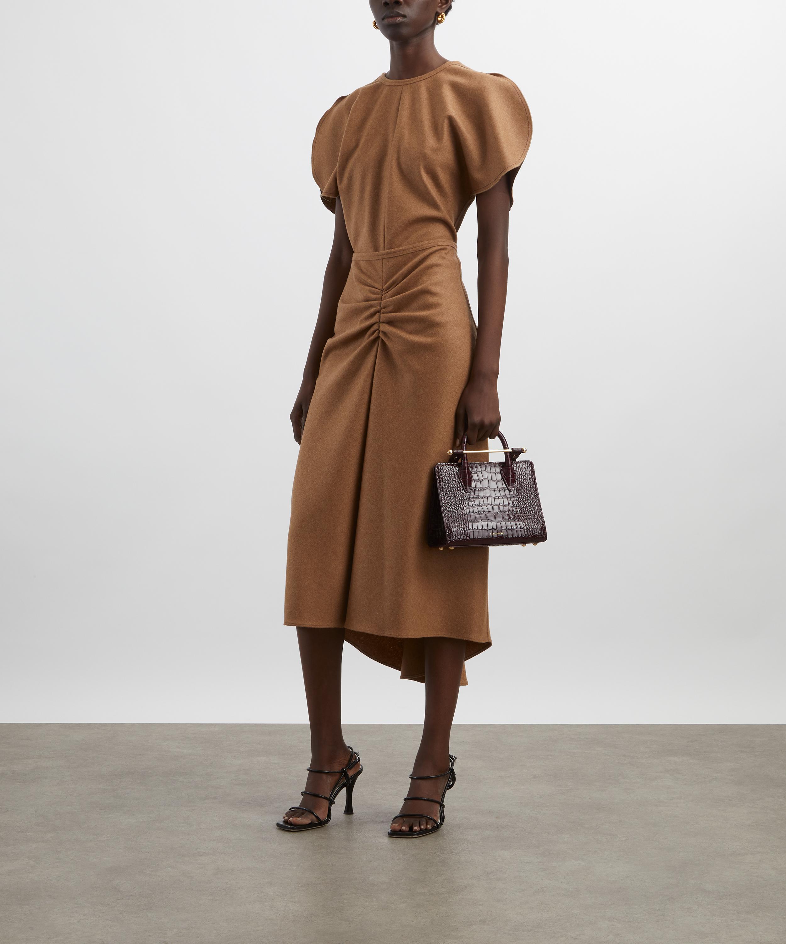 Victoria Beckham - Toffee Melange Gathered Waist Midi Skirt image number 1