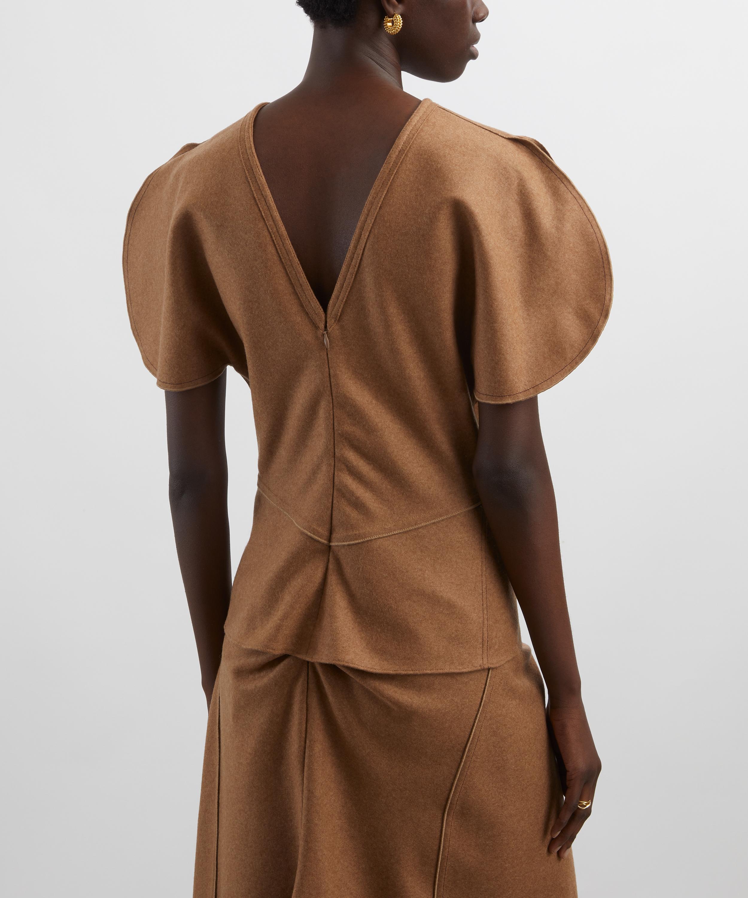 Victoria Beckham - Toffee Melange Gathered Waist Midi Skirt image number 3