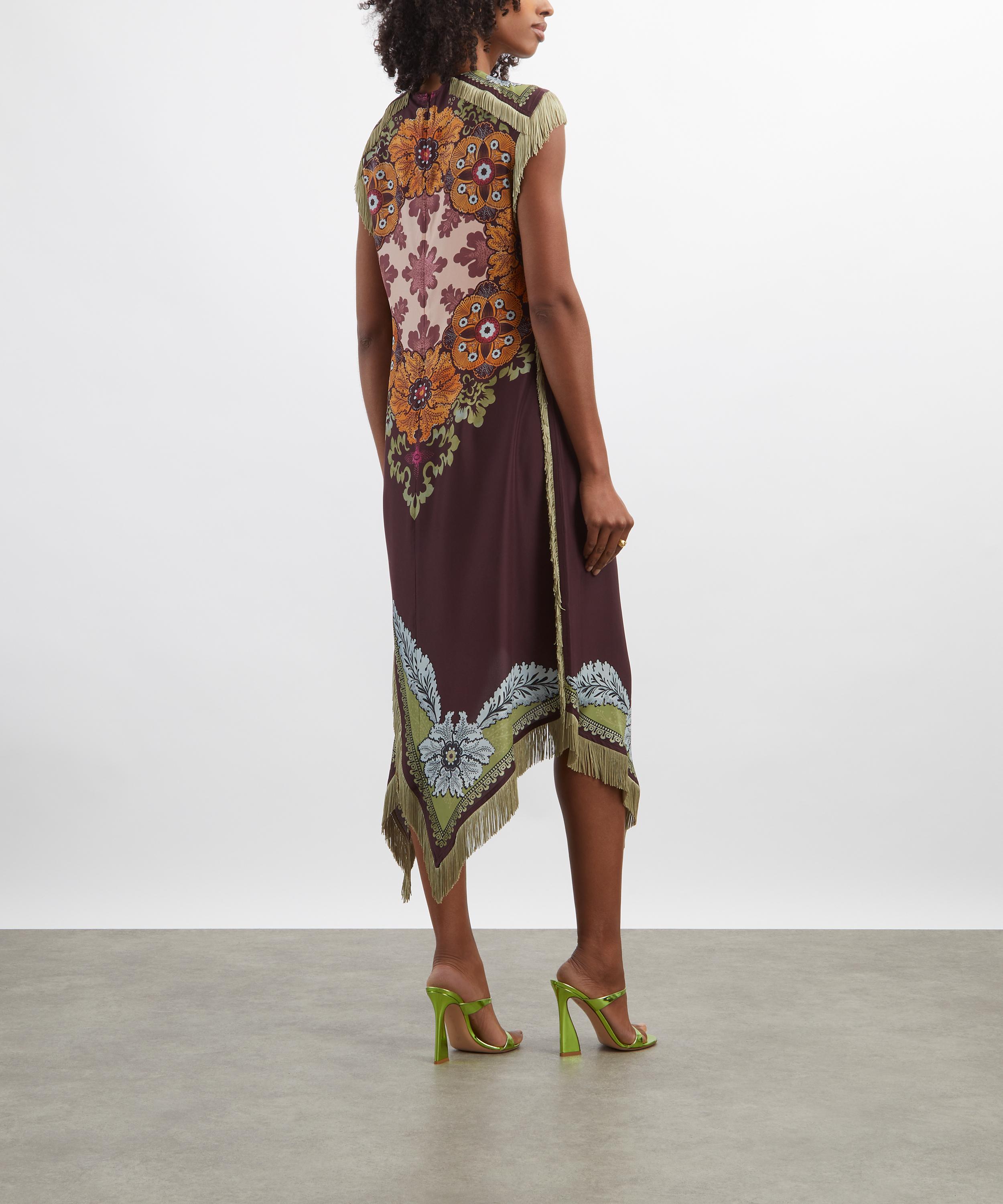 La DoubleJ - Valkyrie Fringe Printed Silk Midi Dress image number 3
