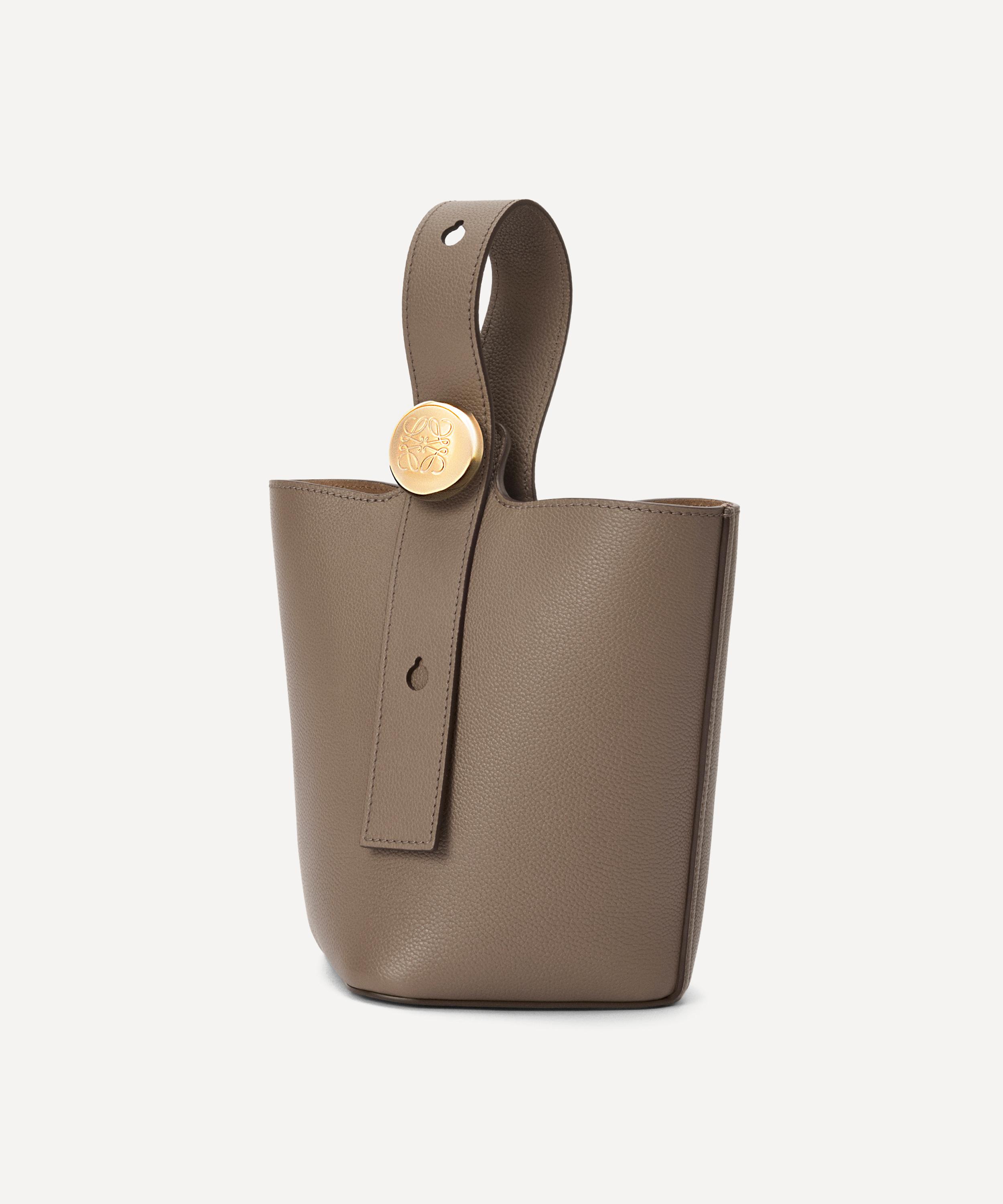 Loewe - Mini Pebble Taupe Leather Bucket Bag image number 0