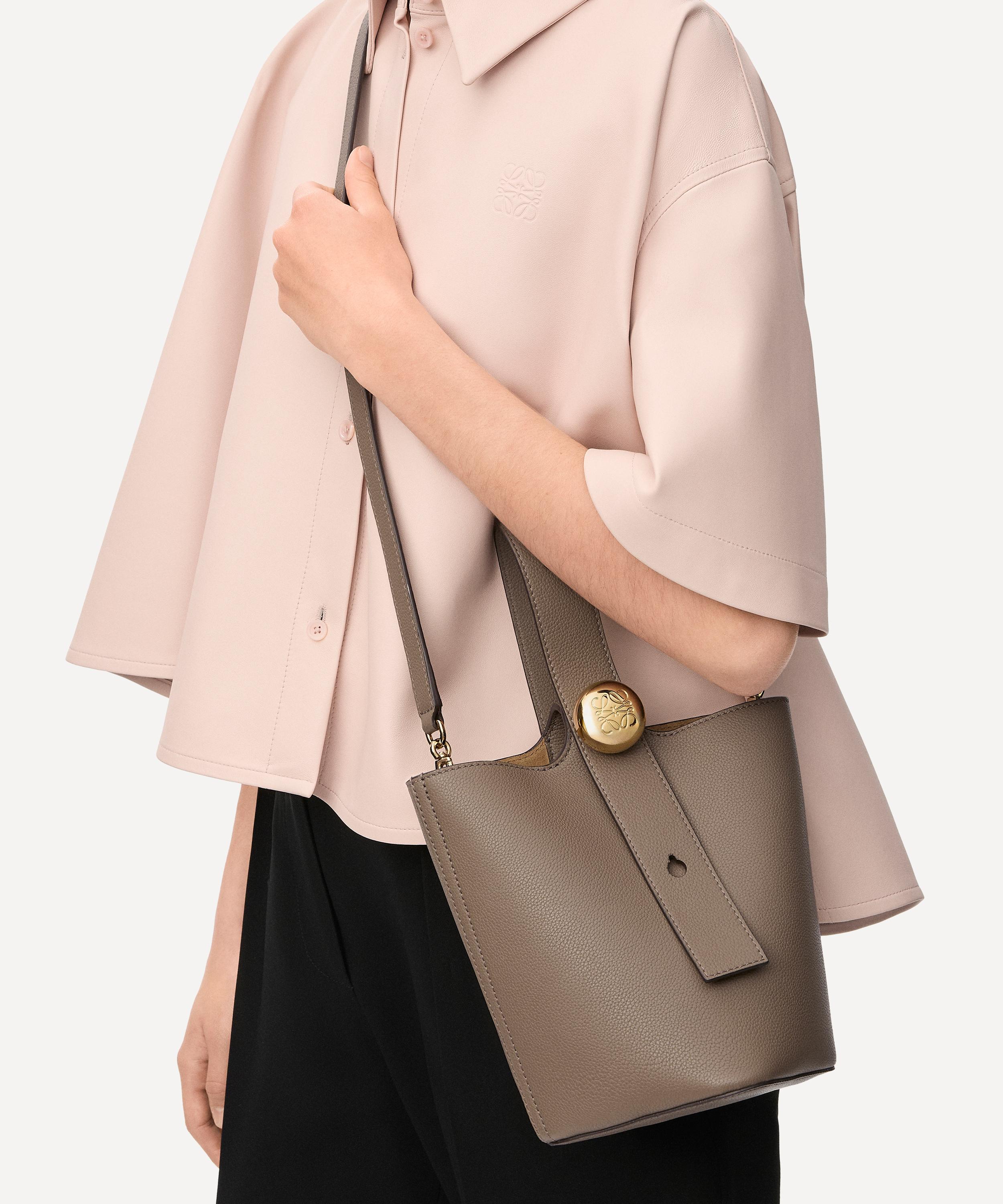 Loewe - Mini Pebble Taupe Leather Bucket Bag image number 1