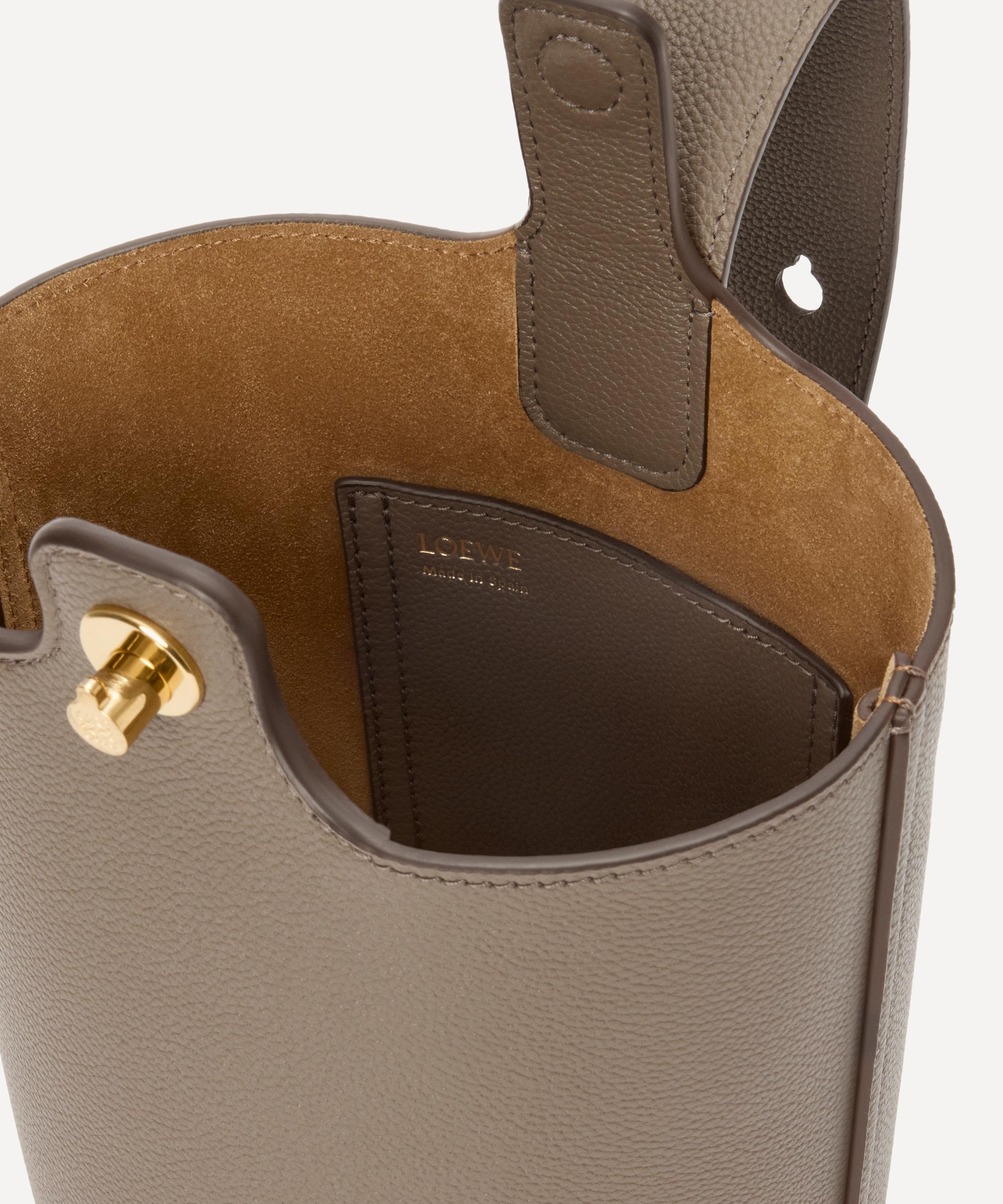 Loewe - Mini Pebble Taupe Leather Bucket Bag image number 5
